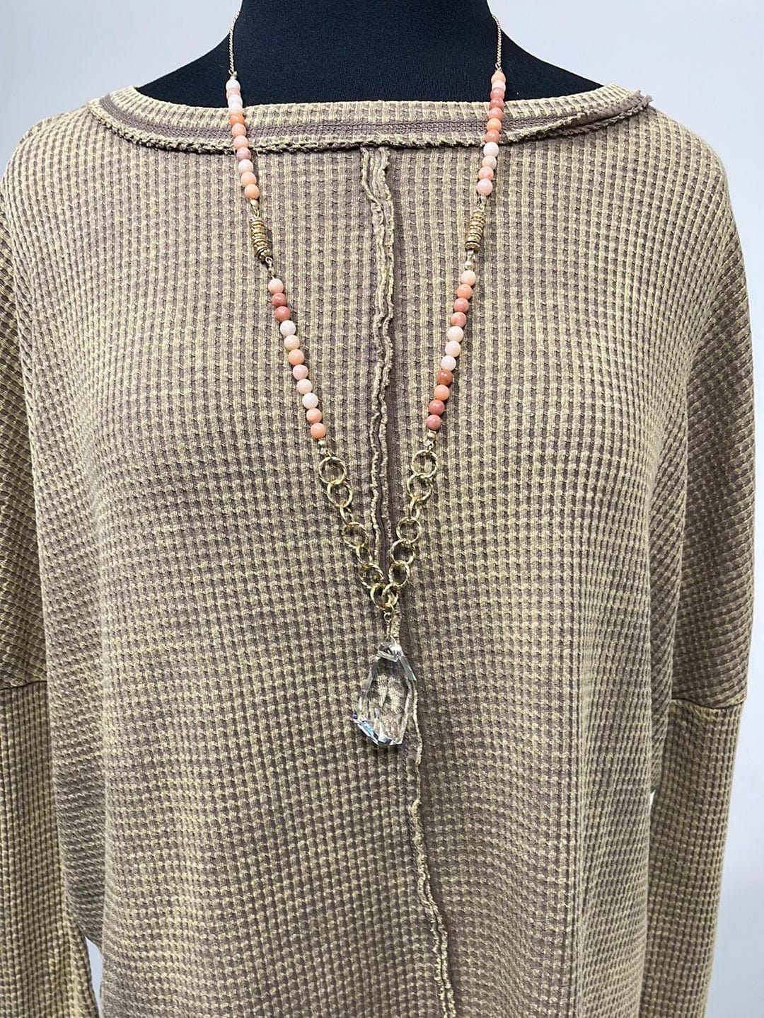 Peach Crystal Pendant Necklace