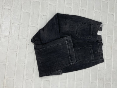 Audrey Hugging Wide Crop Denim - Stone Black