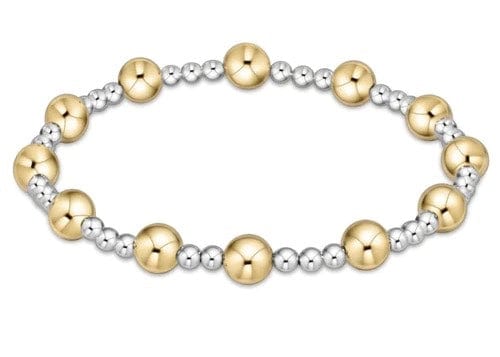 Classic Sincerity Pattern 6mm Bead Bracelet - Mixed Metal