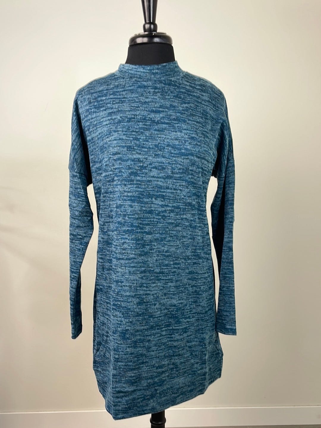 Teal Heathered Cowl Sweater Dress