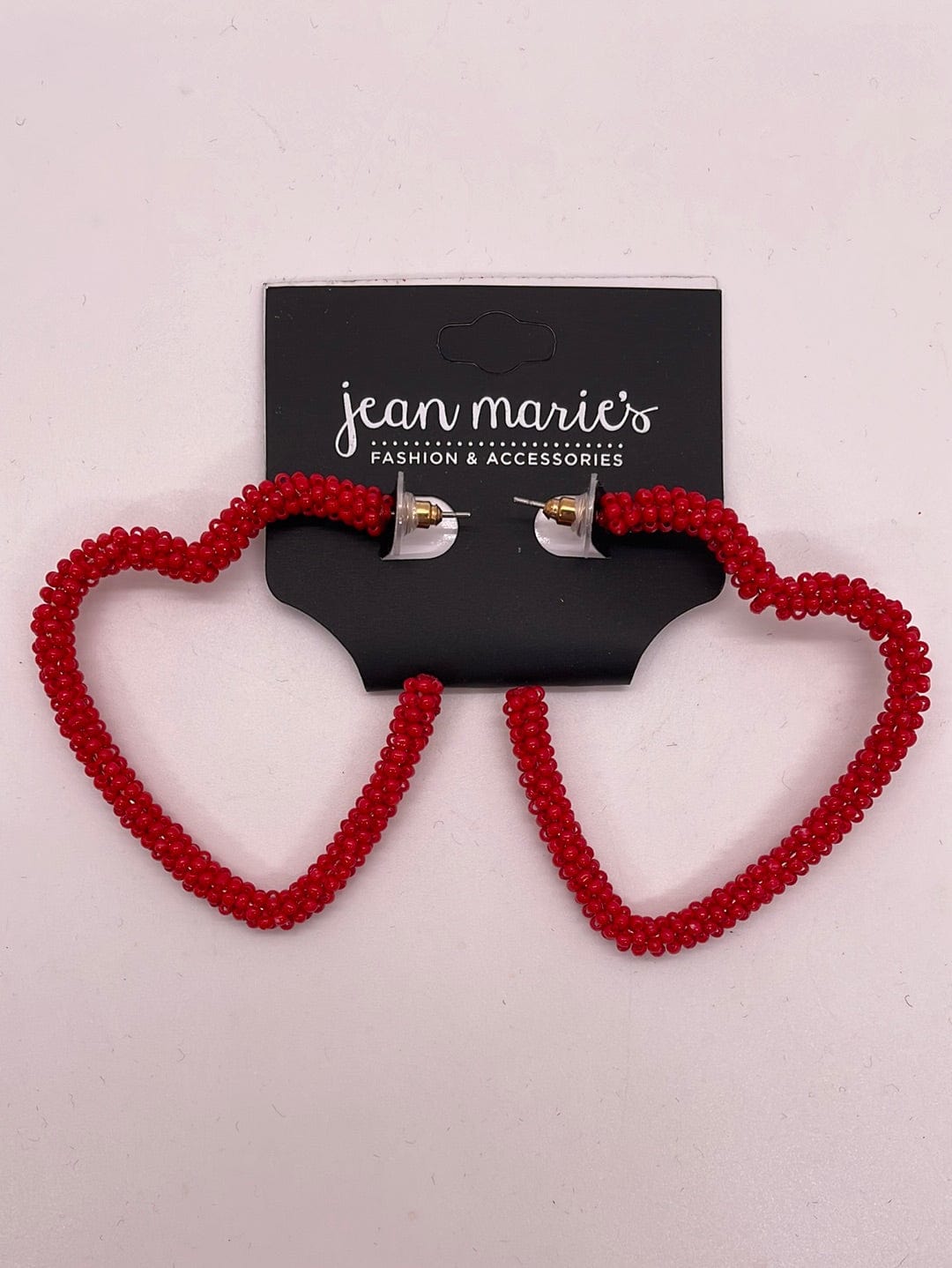 Red Beaded Heart Earring