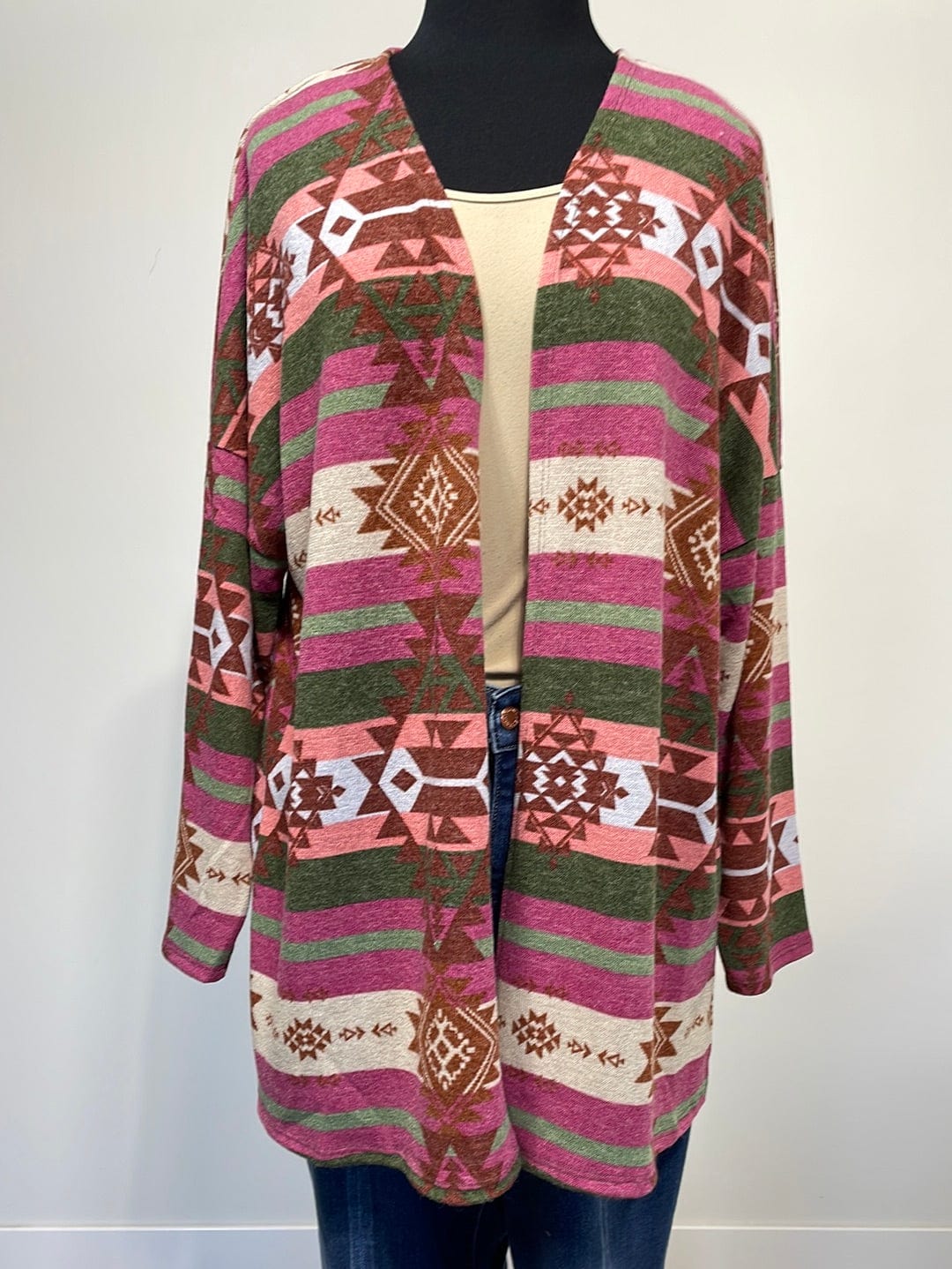 Magenta Aztec Cardigan