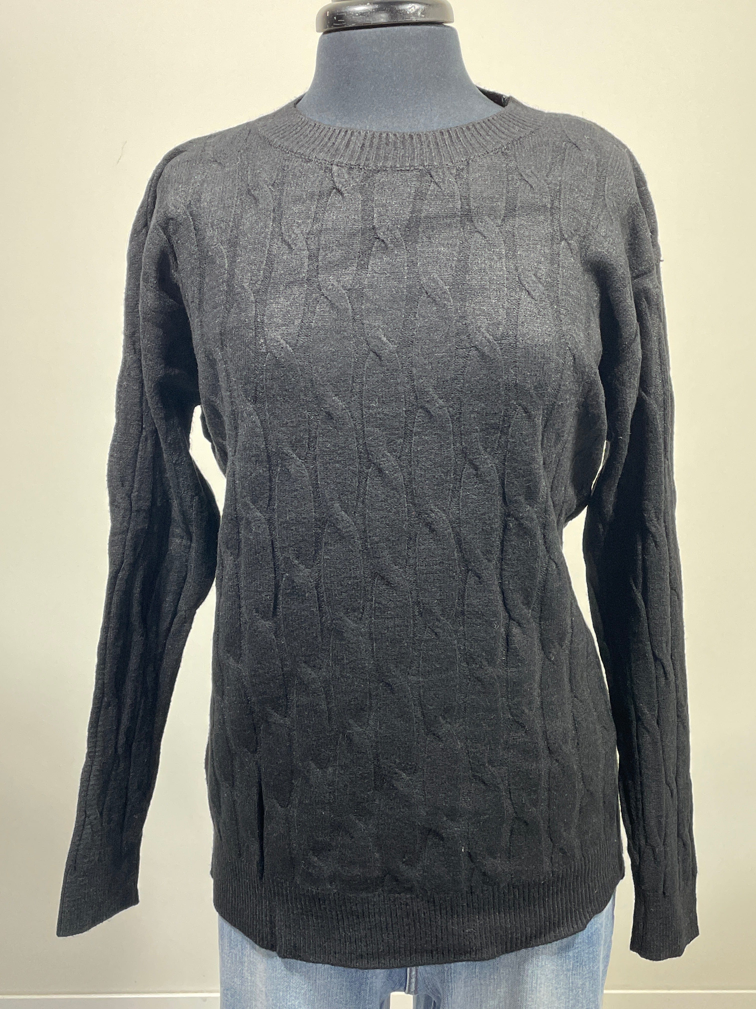 Black Cable Knit Sweater OS