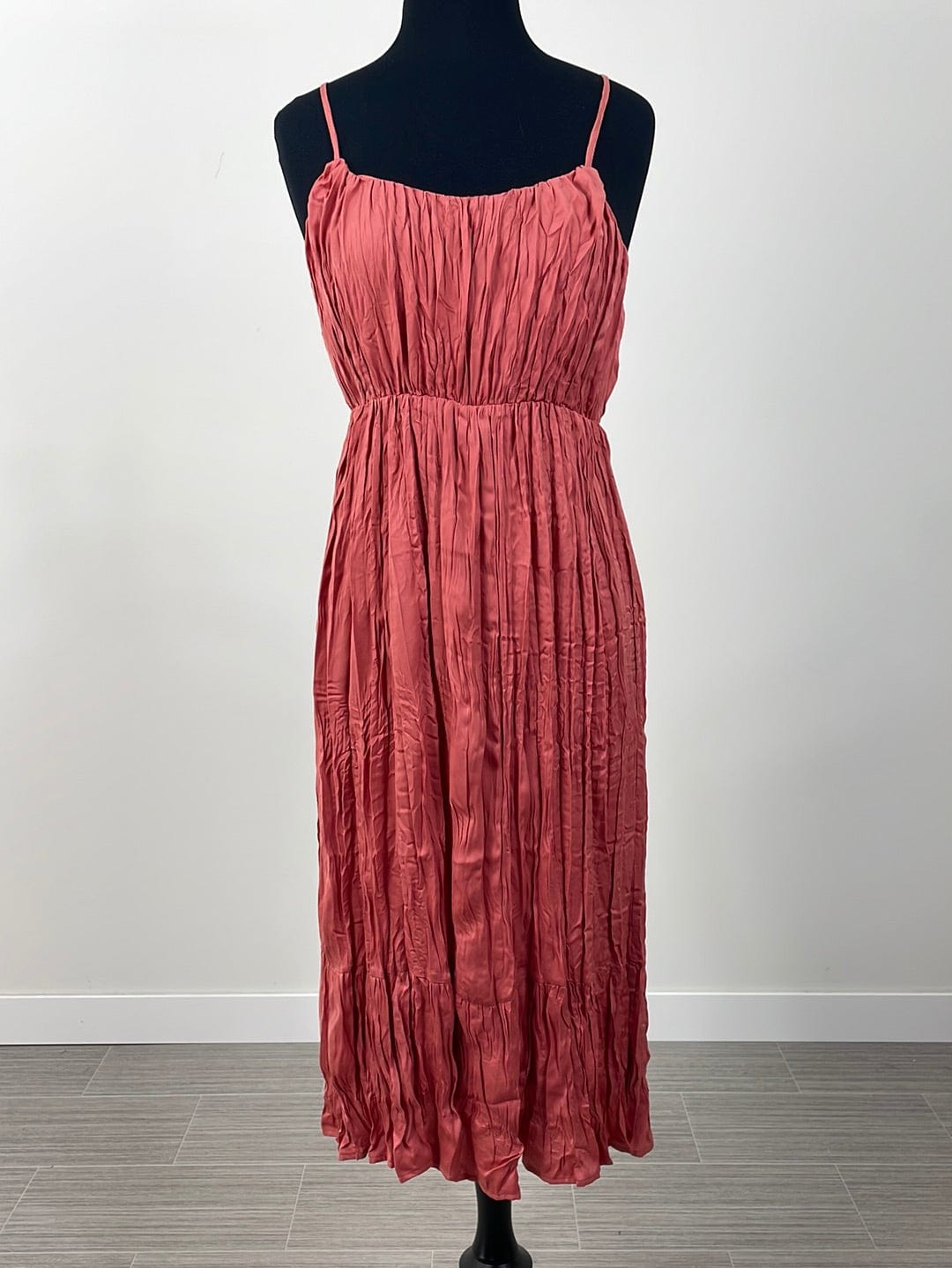 Crinkled Satin Ruffled Cami Dress