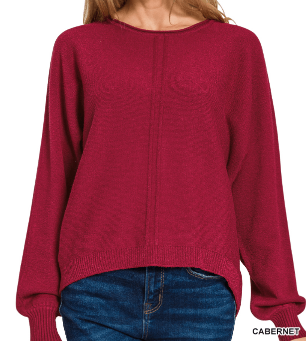 Cabernet Front Seam Round Neck Sweater