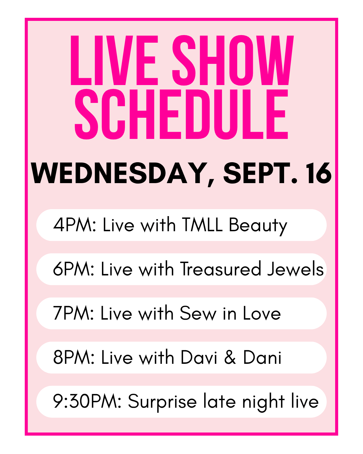 Array LIVE Show Schedule - 2026