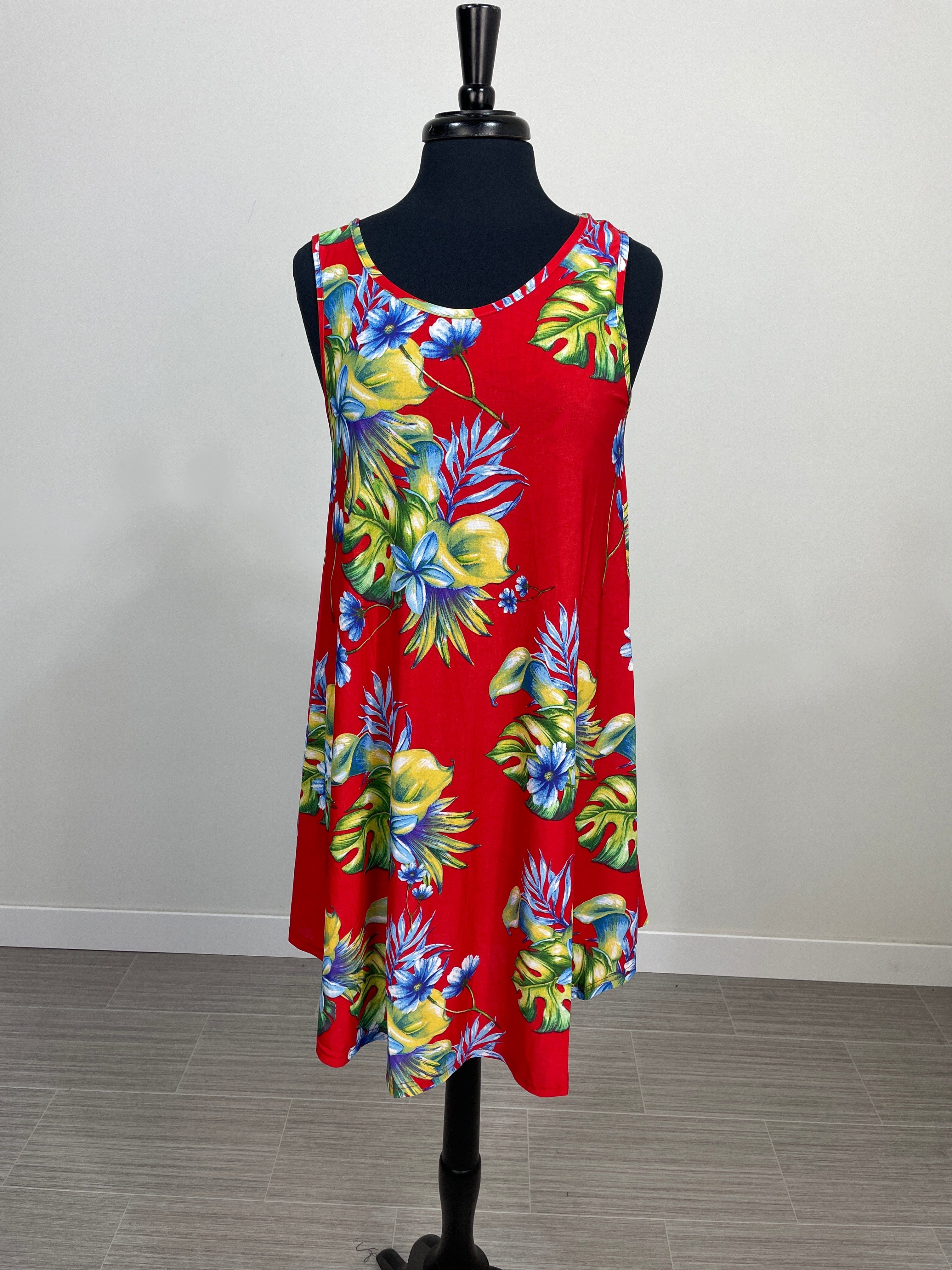 Red Botanical Umbrella Dress