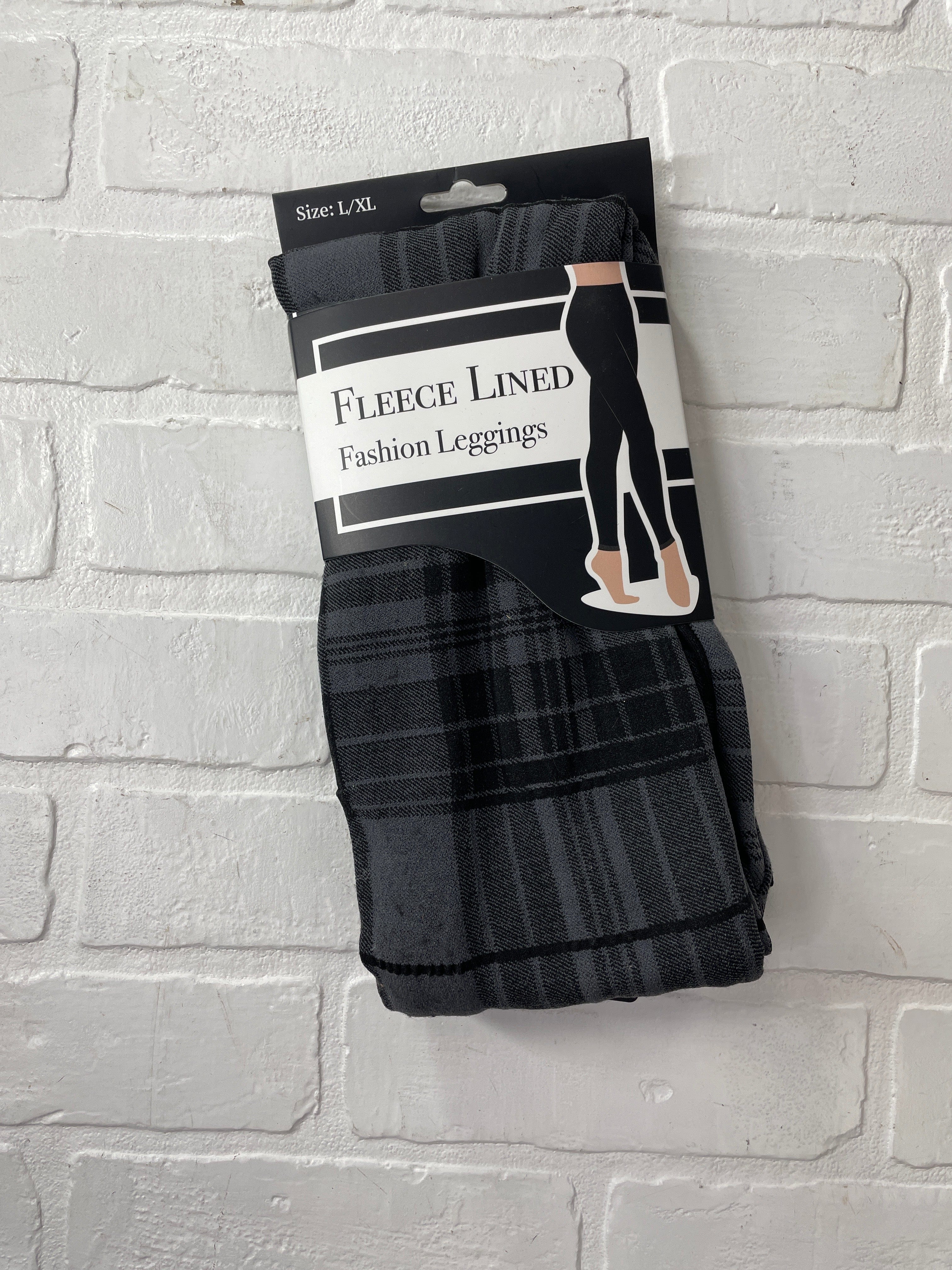 Black & Grey Plaid Fleece Legging