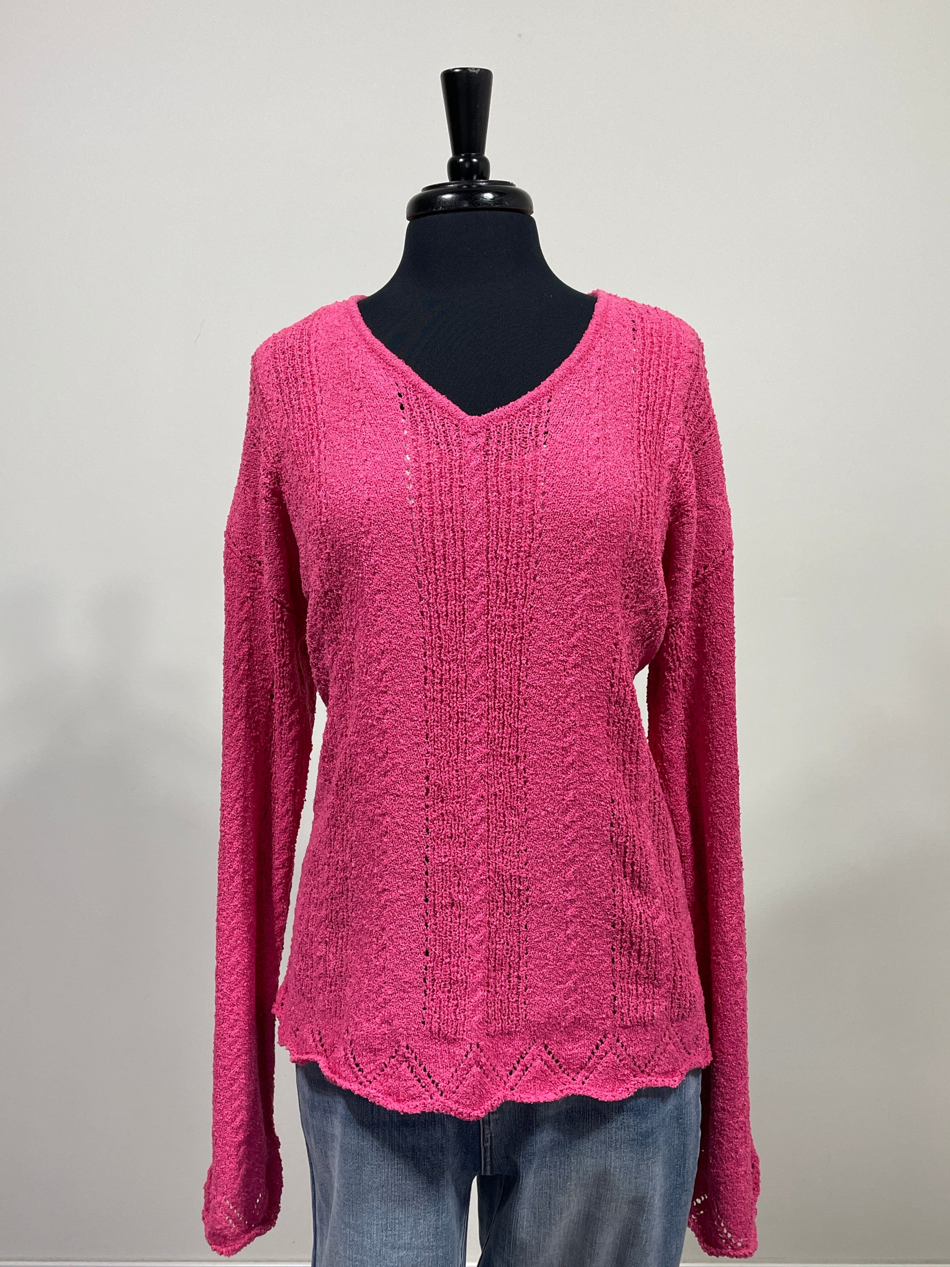 Fuchsia Trim Detailed Sweater