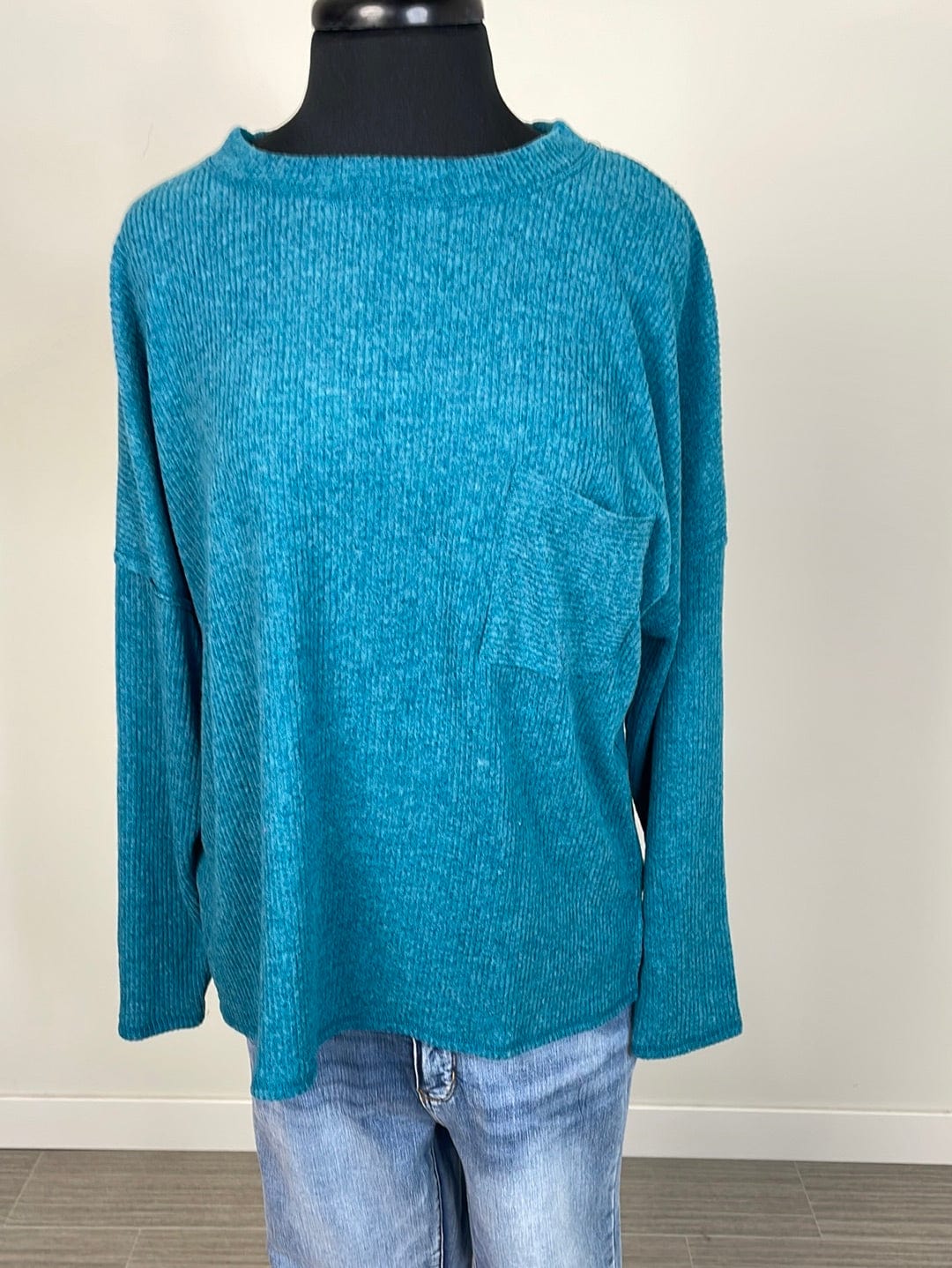 Teal Ribbed Hacci Sweater