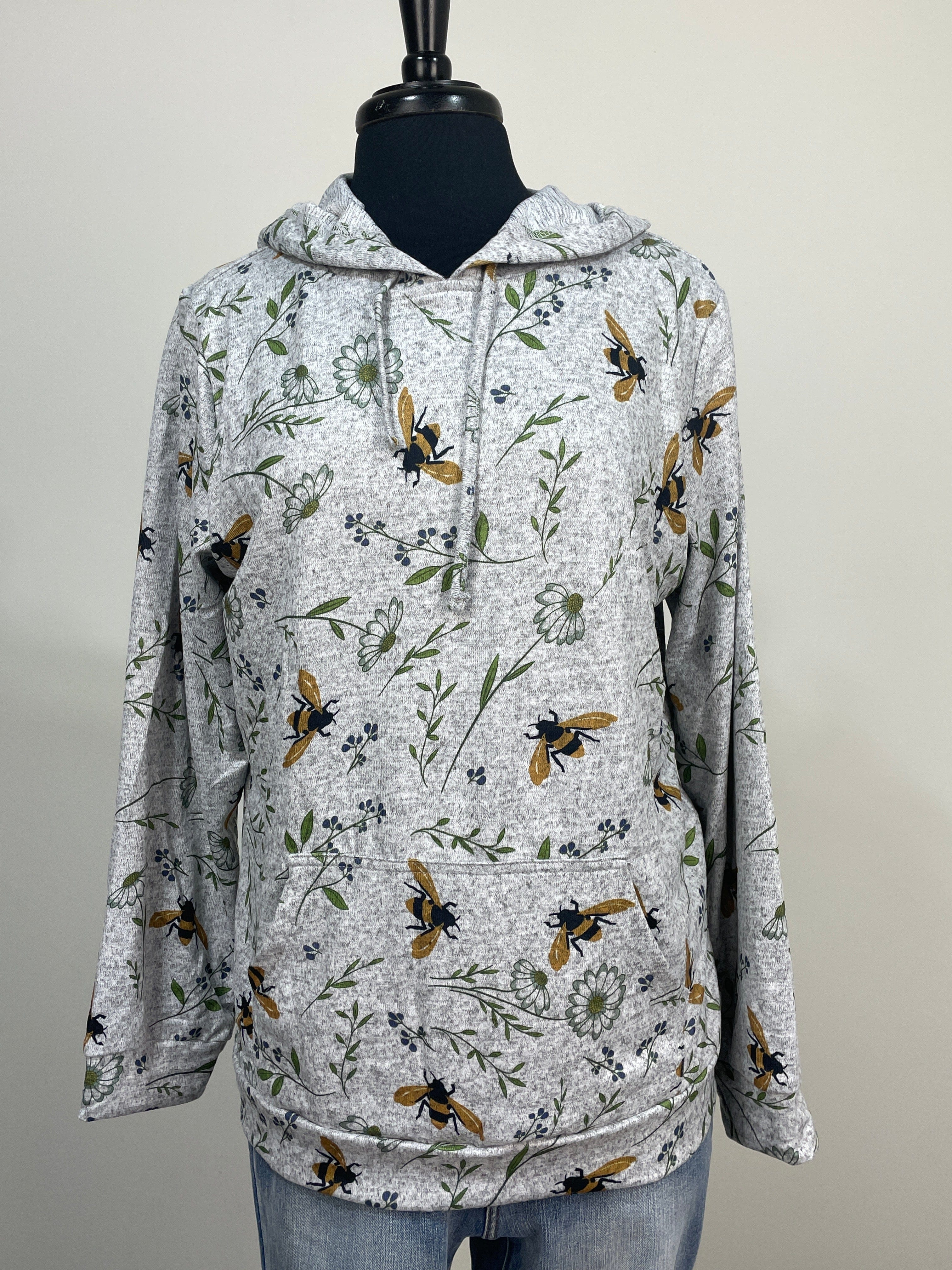 Floral Bees Soft Pullover Hoodie
