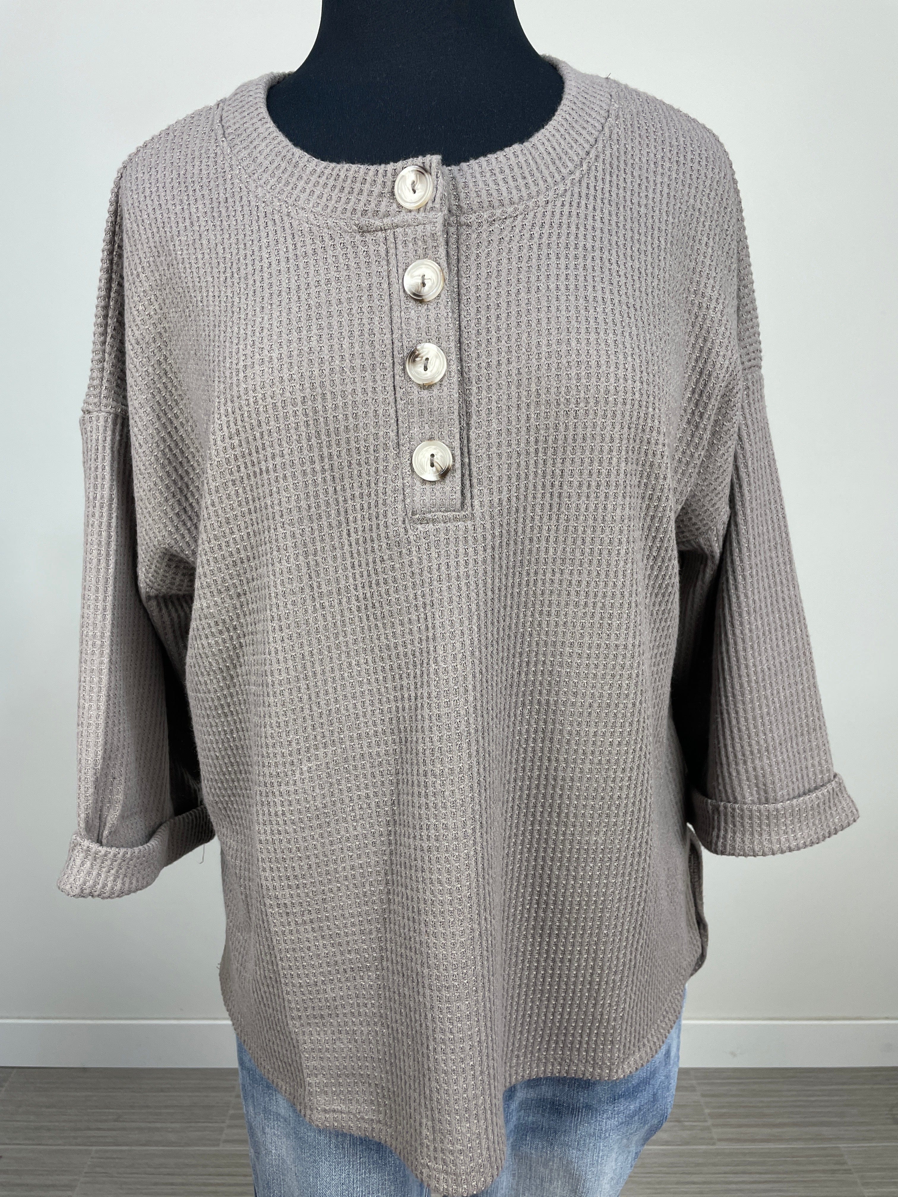 Charcoal Brushed Henley