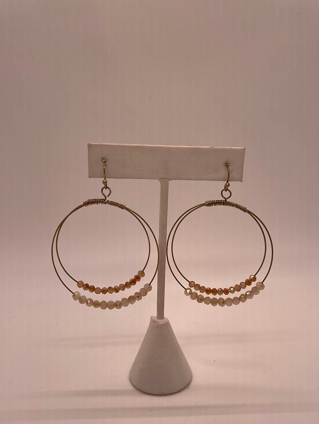Beige Beaded Hoop