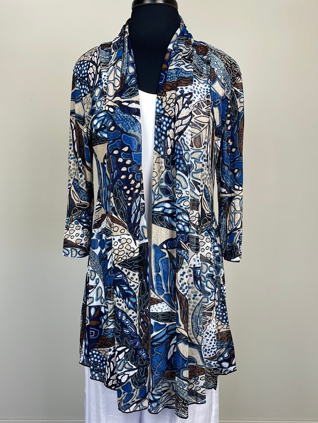 Brown & Blue Leaf Mesh Cardigan