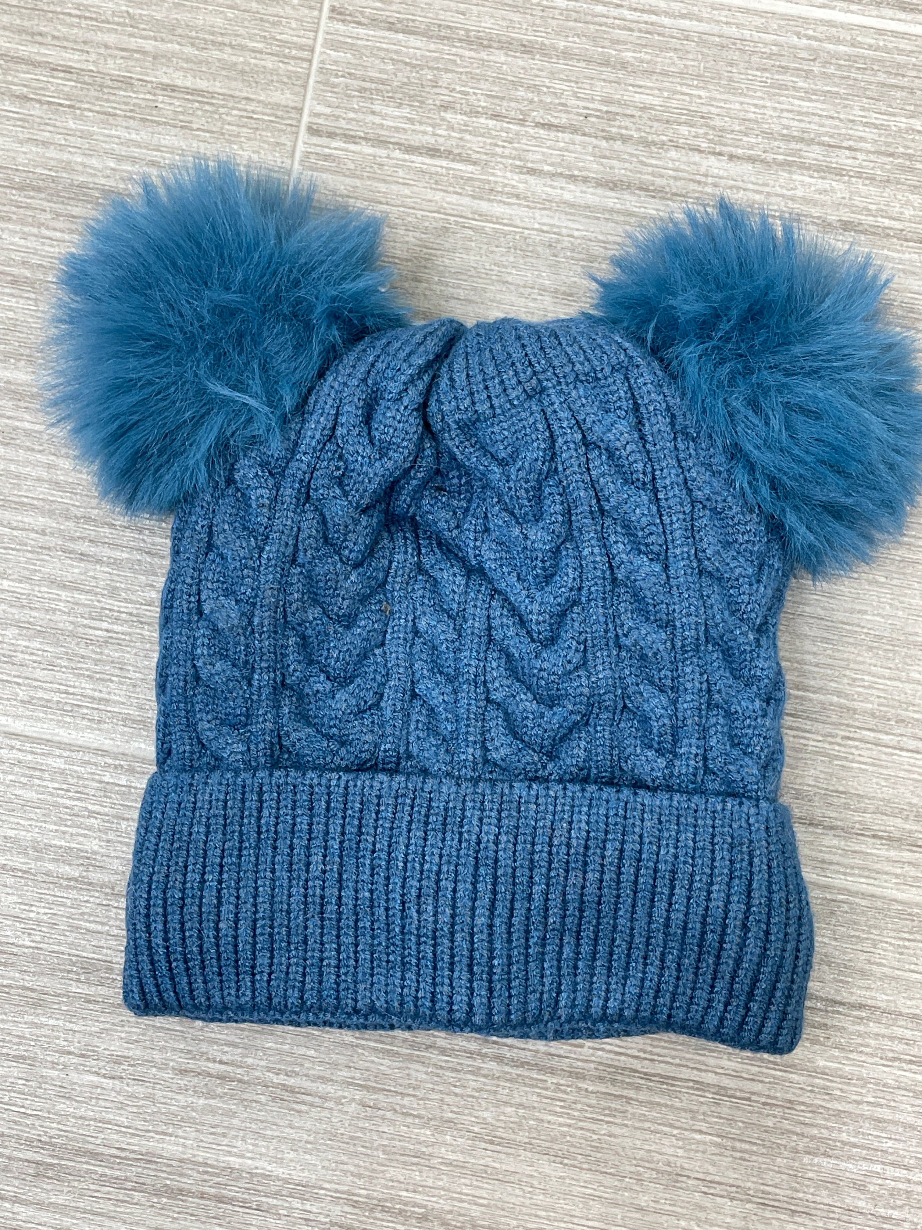Blue Toddler Cable Knit Lined Hat