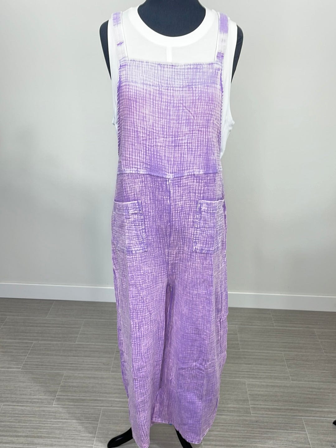 Lavender Gauze Wide Overalls