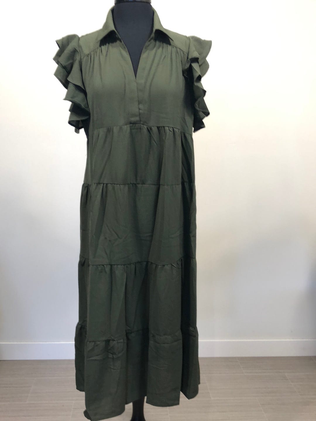Olive Tier Midi Dress