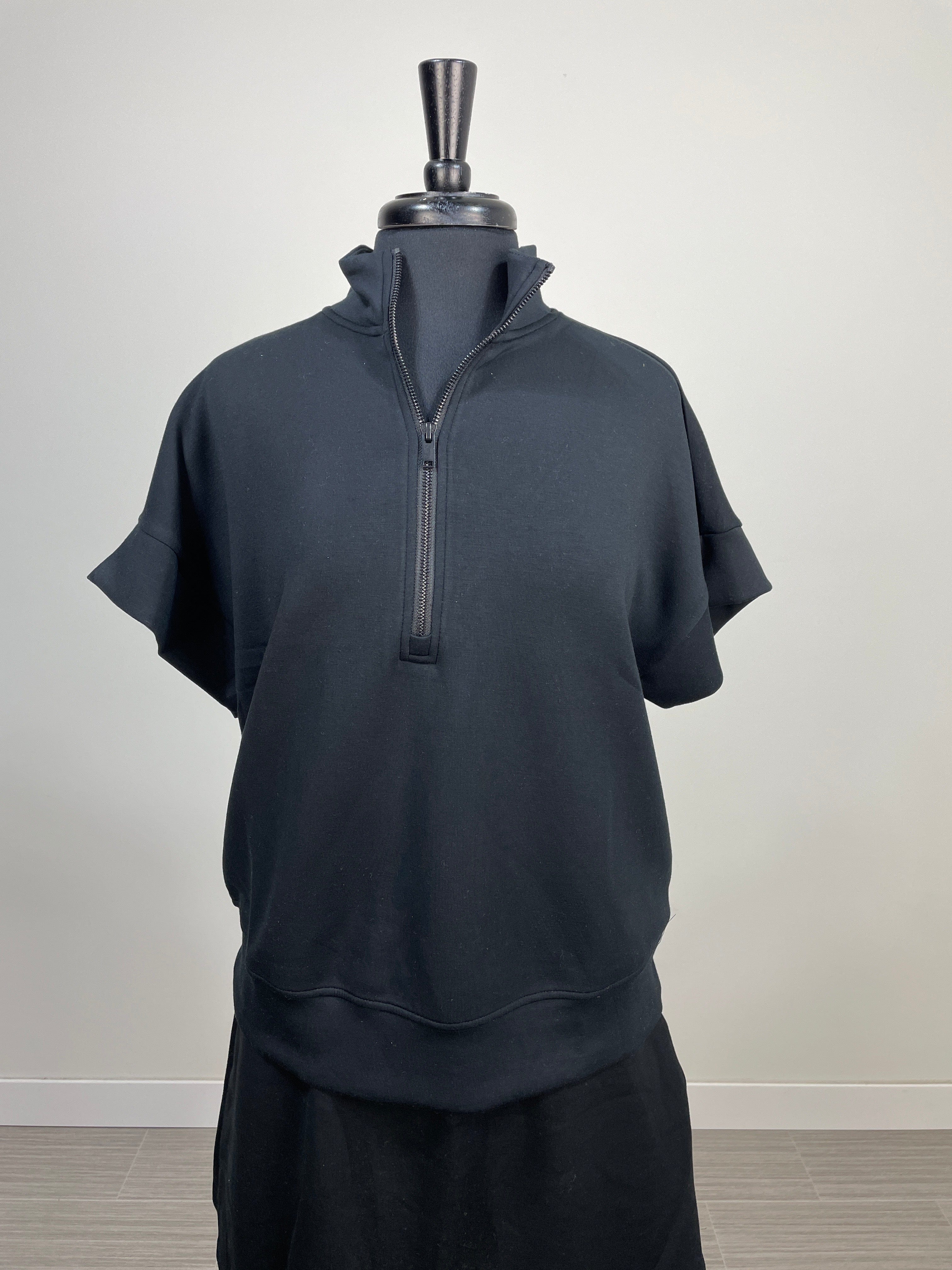 Black Modal Quarter Zip Top