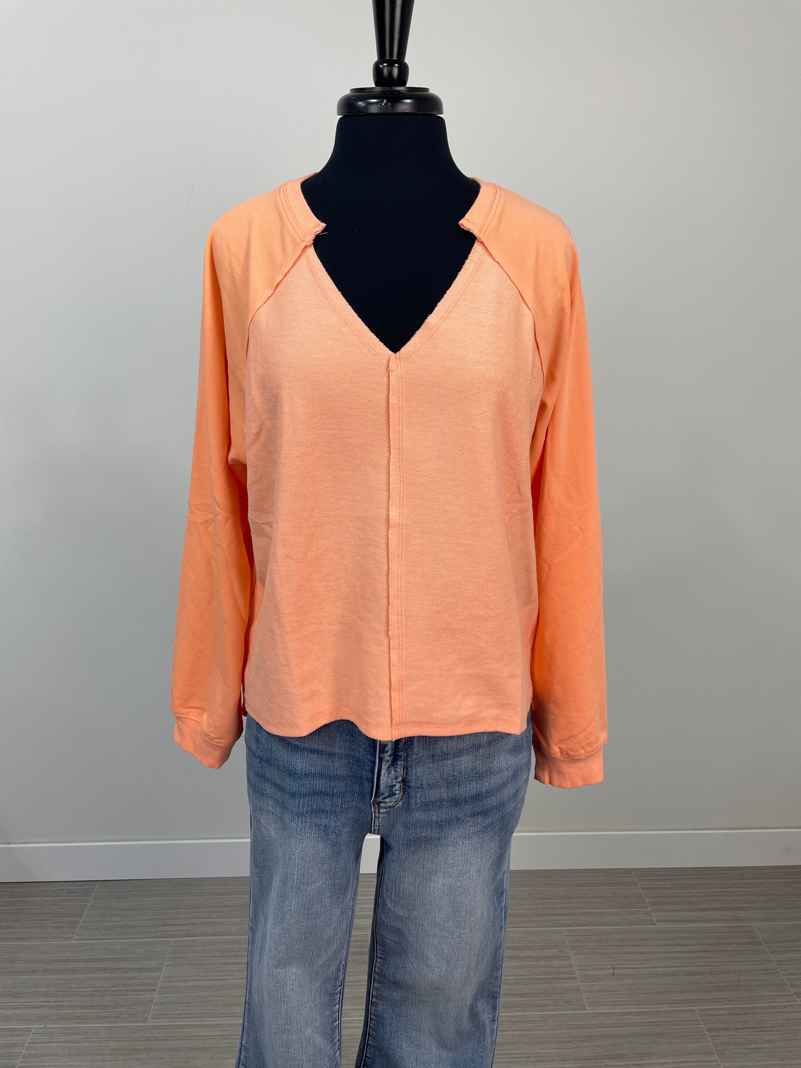 Orange Exposed Seam Detail Pullover