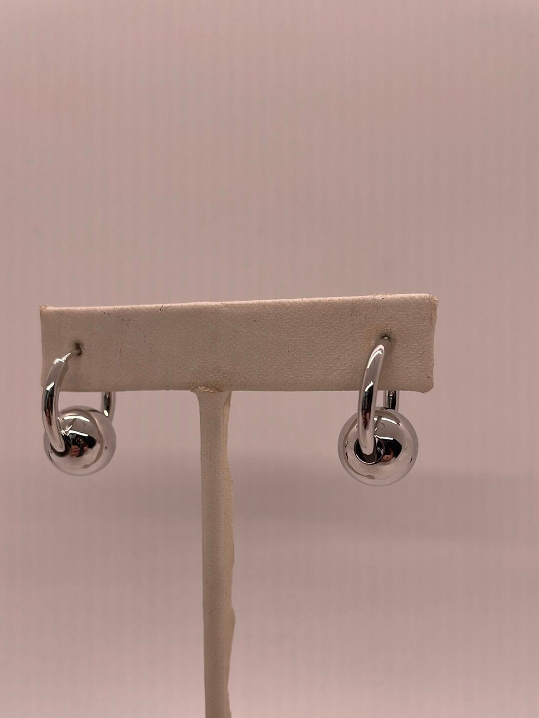 Silver Small Hoop w/Silver Ball Earring