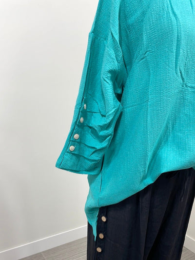 Teal Tunic Button Sleeve
