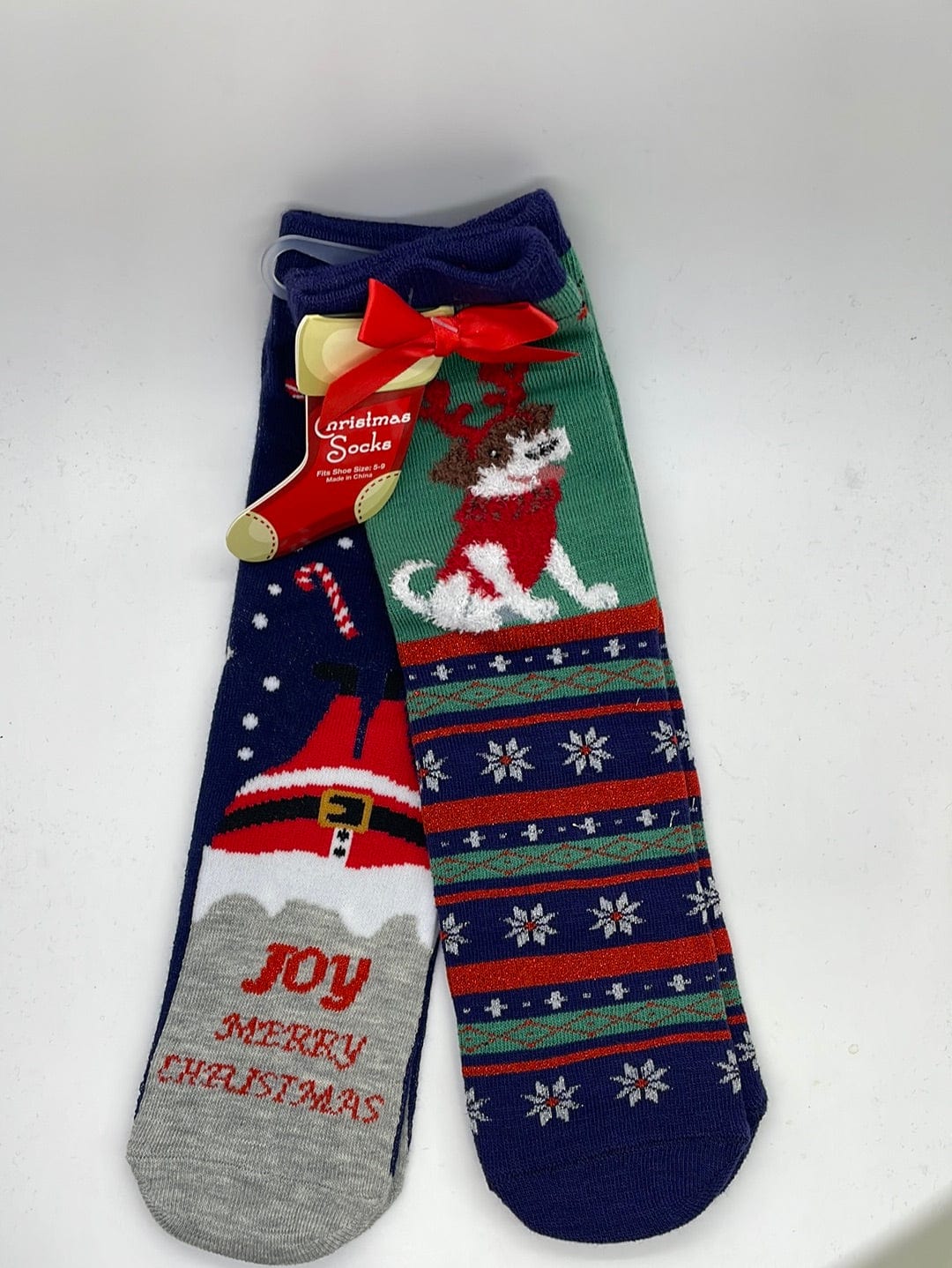 Dog & Santa 2pk Holiday Socks