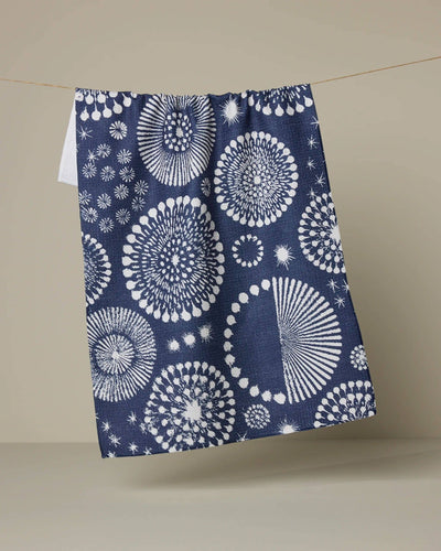 Geometry Freedom Sparks Tea Towel: Blue