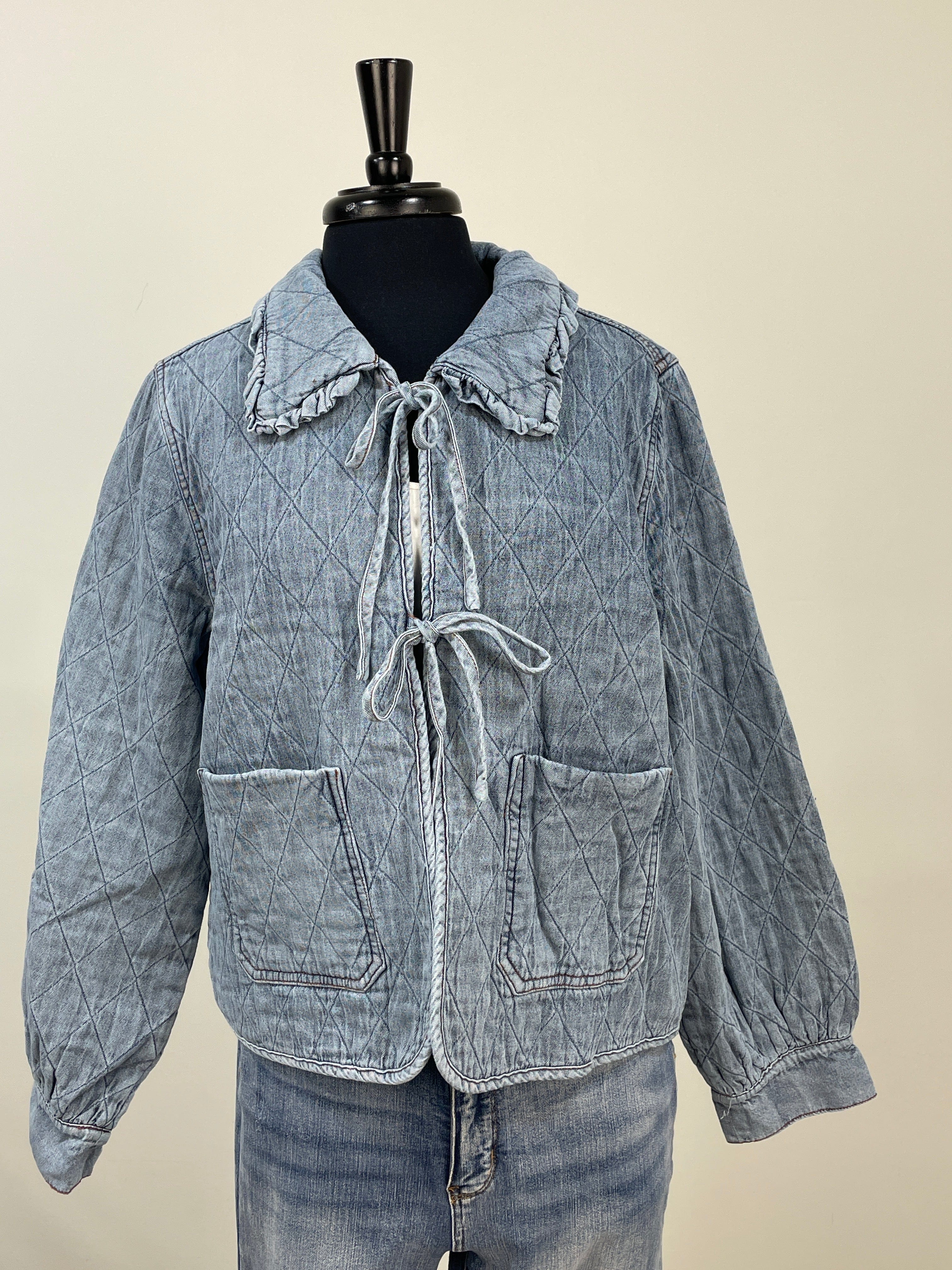 Quilted Denim Tie Jacket