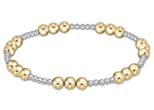 Classic Joy Pattern 5mm Bead Bracelet - Mixed Metal