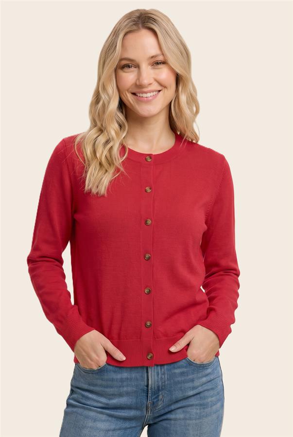 Red Soft Button Down Cardigan