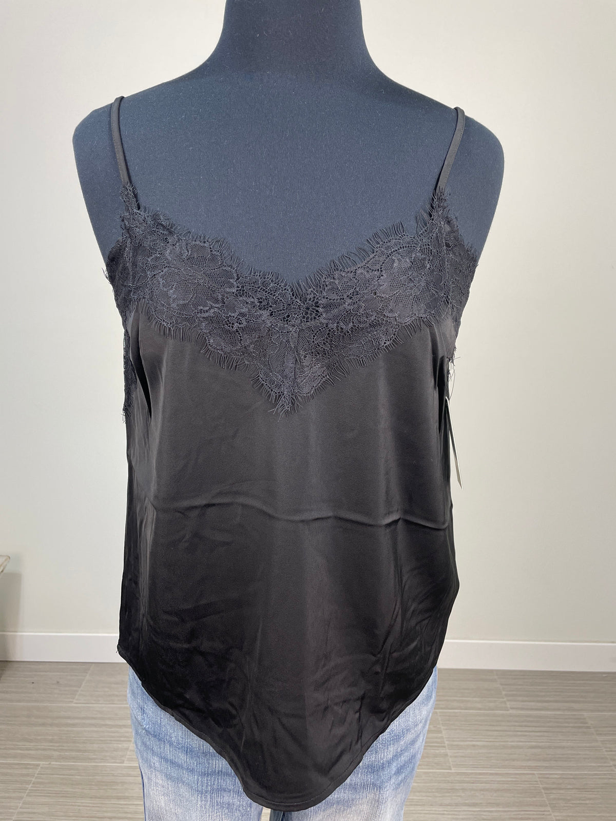 Black Satin & Lace Cami