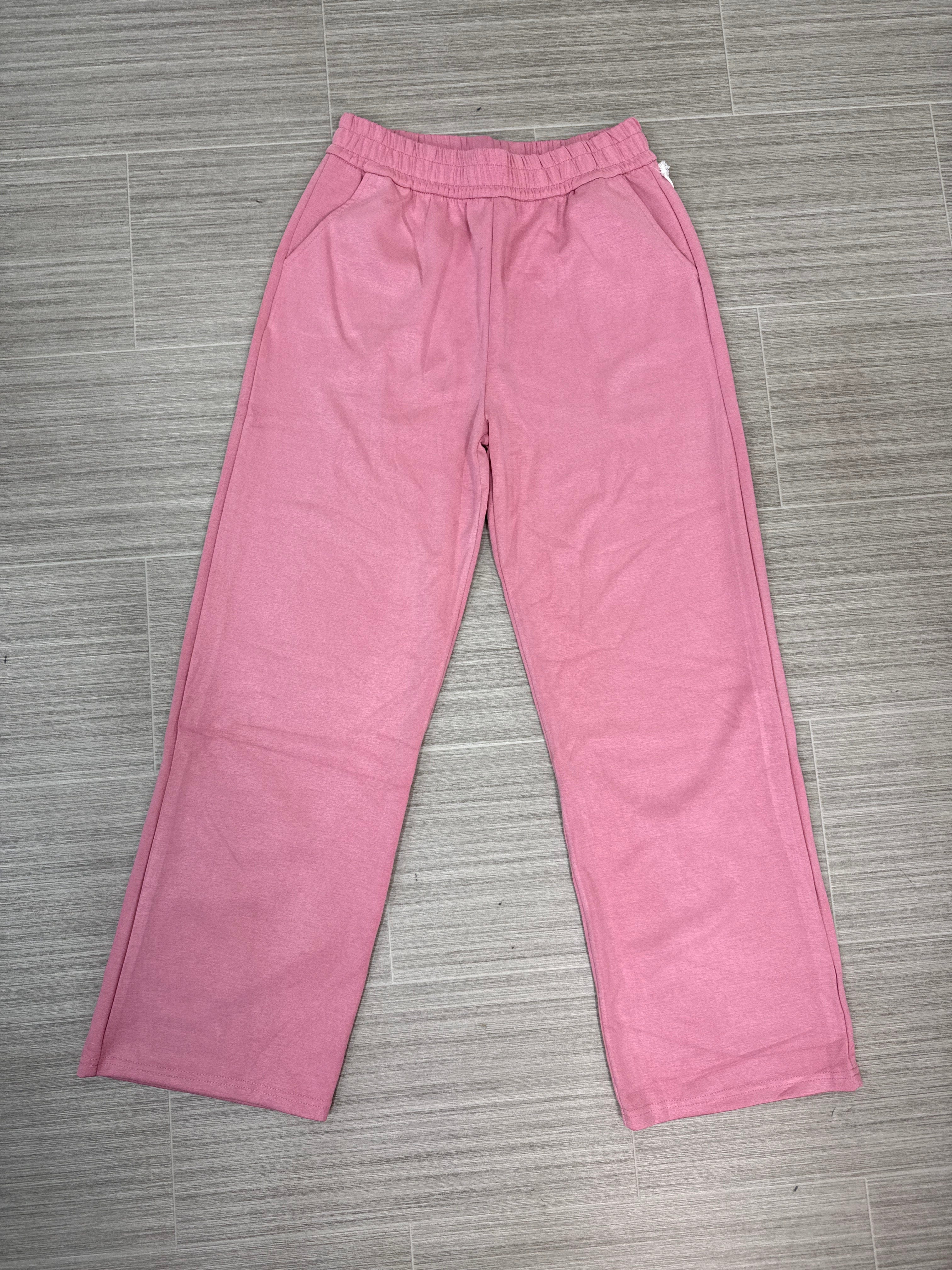Pink Scuba Straight Leg Pants