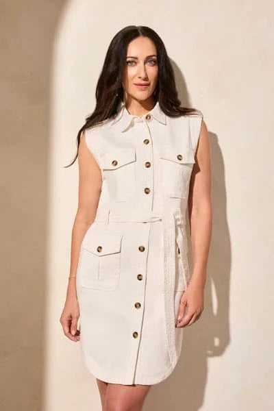 Coco Milk Stretch Twill Denim Cargo Dress