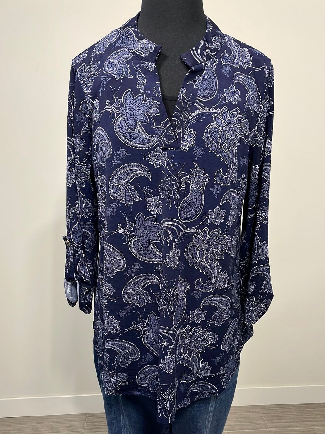 Navy Dot Paisley Lizzy Top
