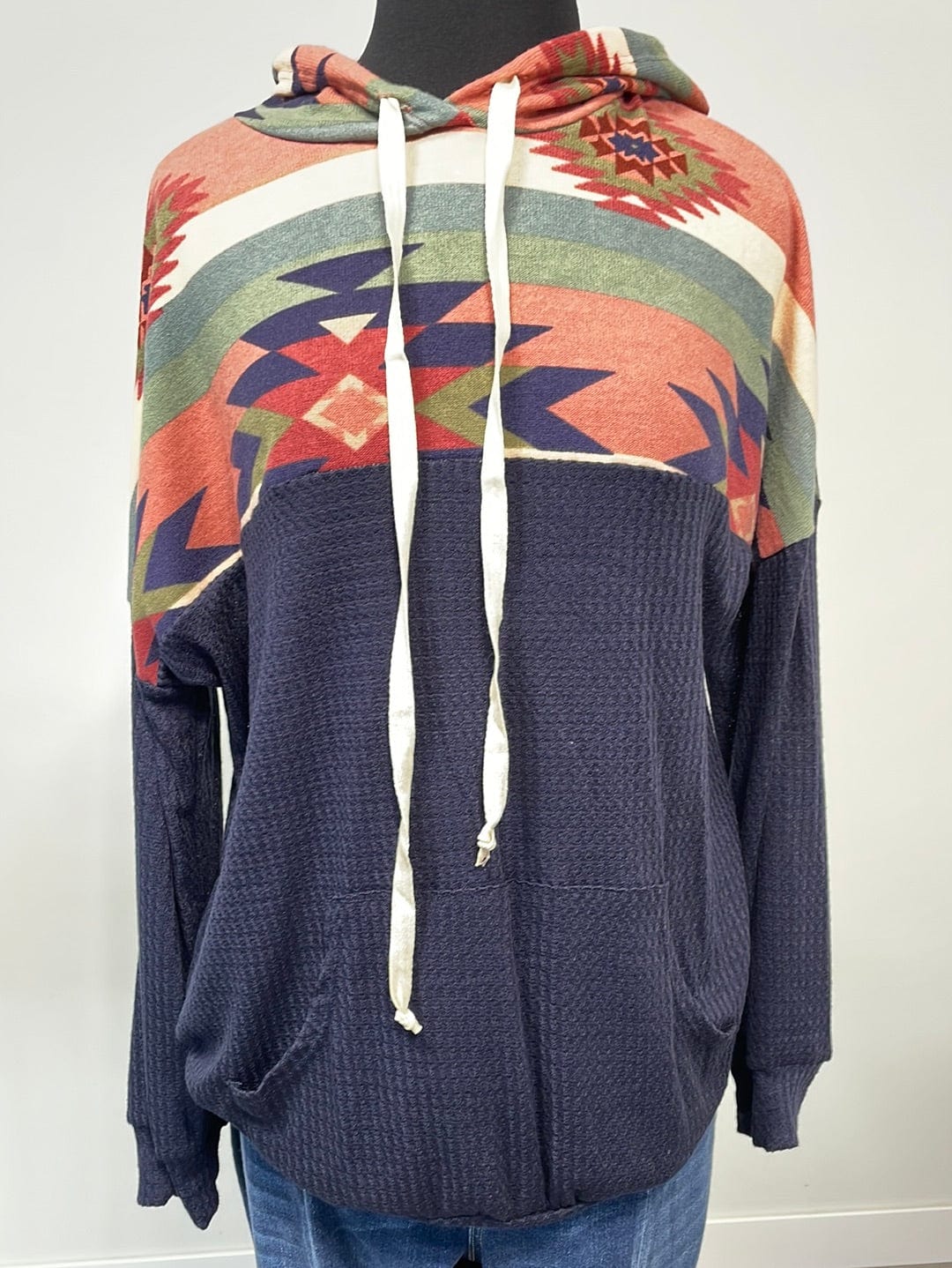 Navy Aztec Hoodie