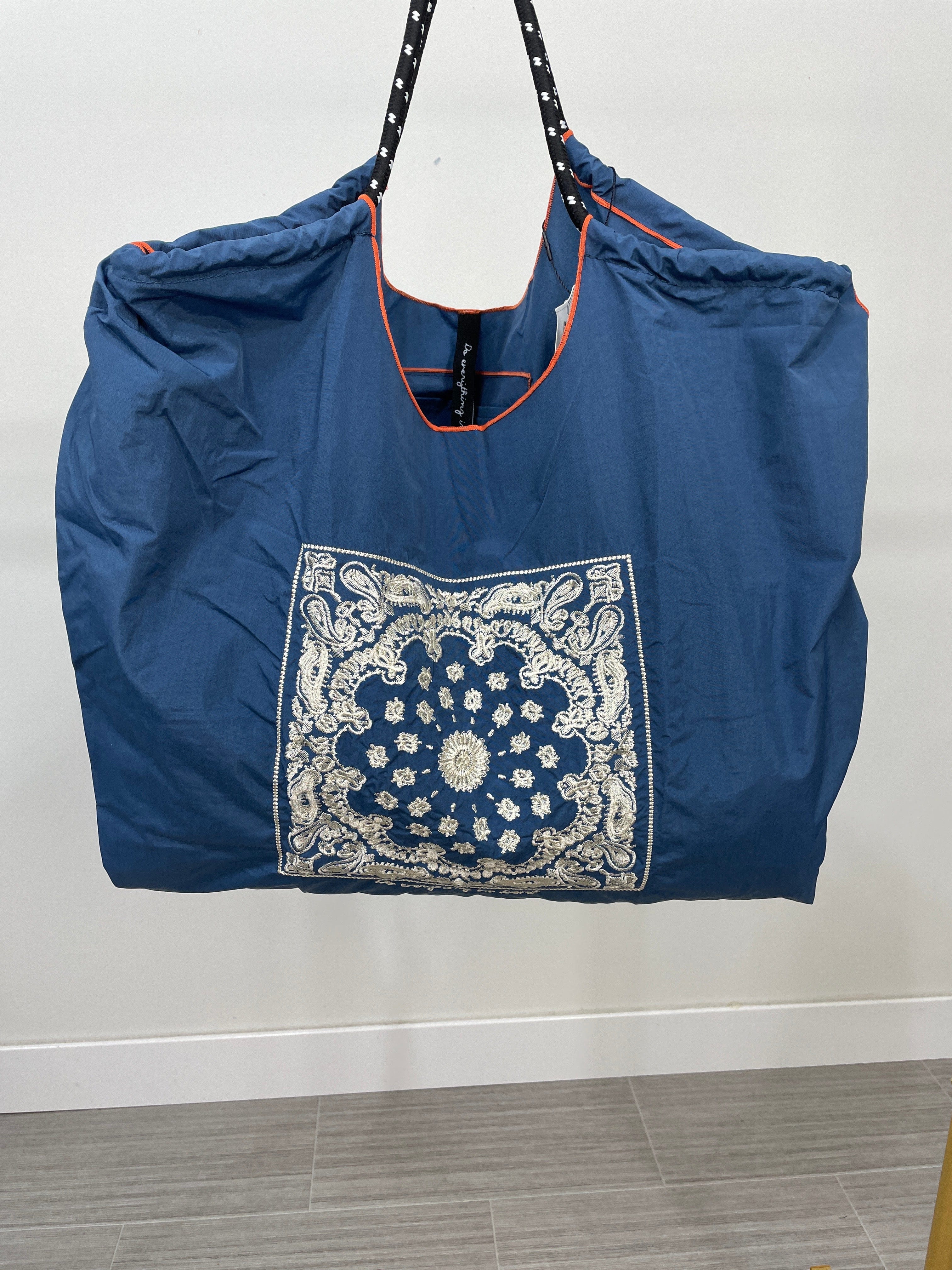Navy Paisley Rope Bag
