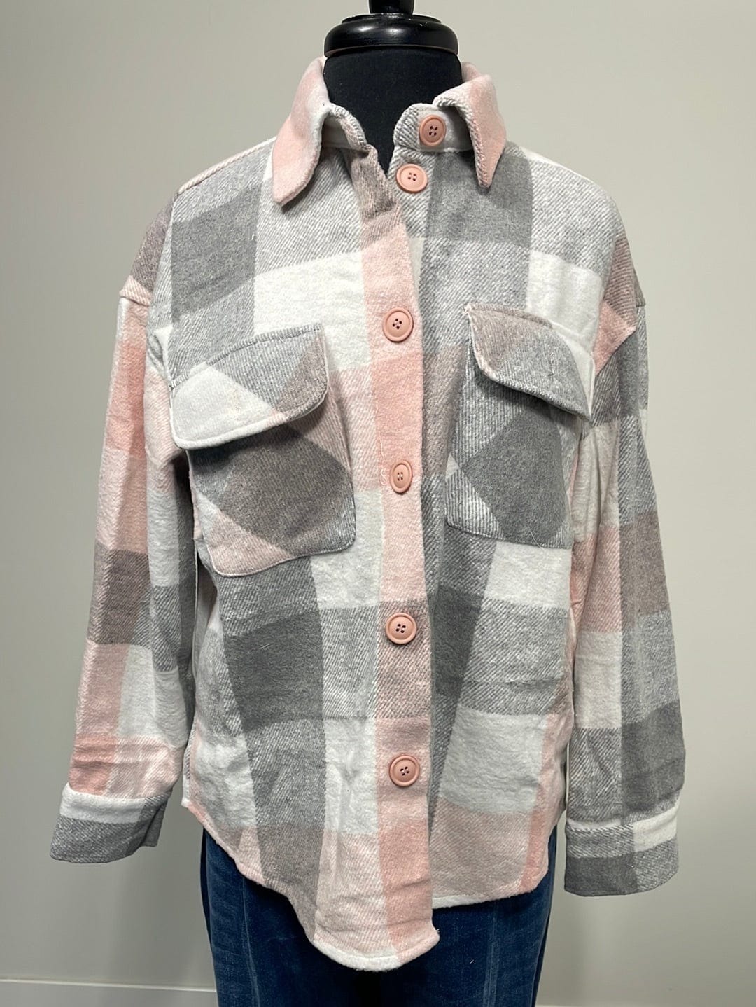 Pink & Grey Plaid Shacket