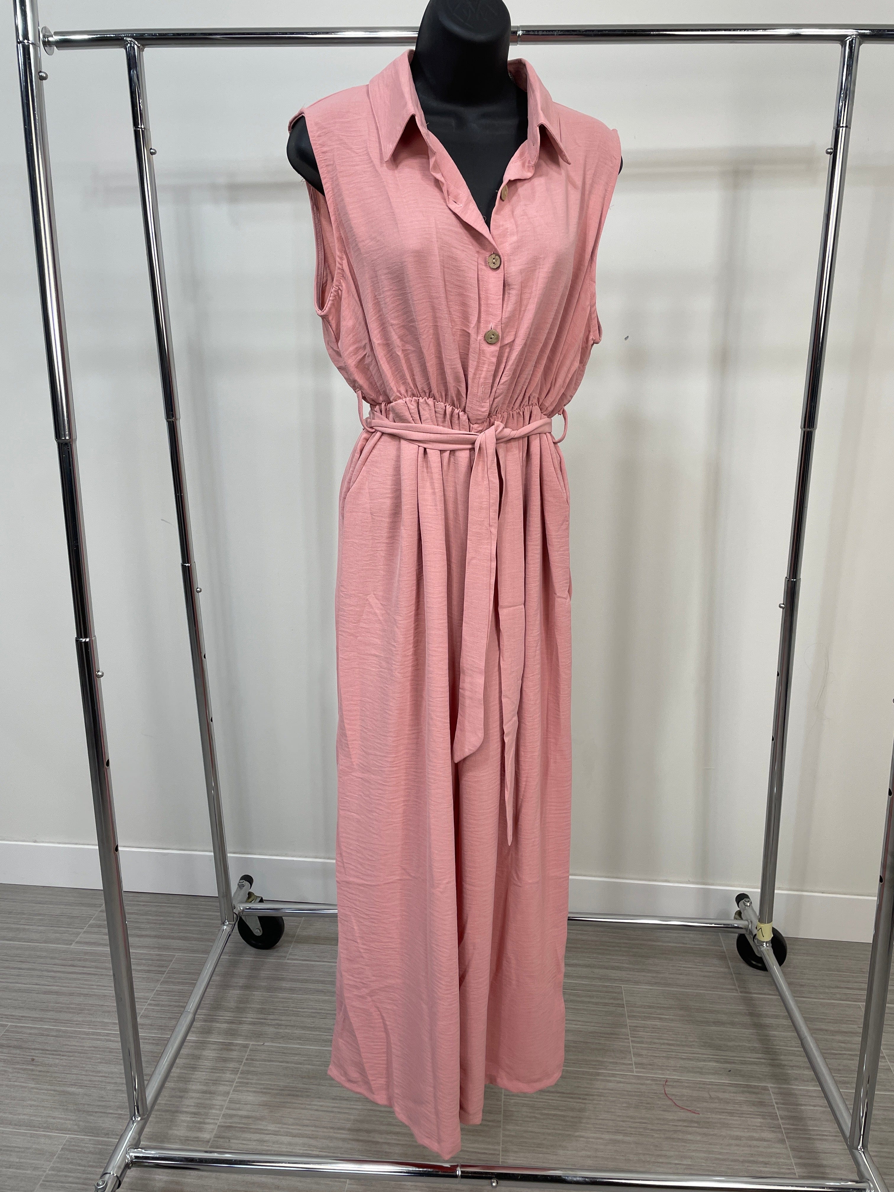 Dusty Pink Belted Jumpsuit