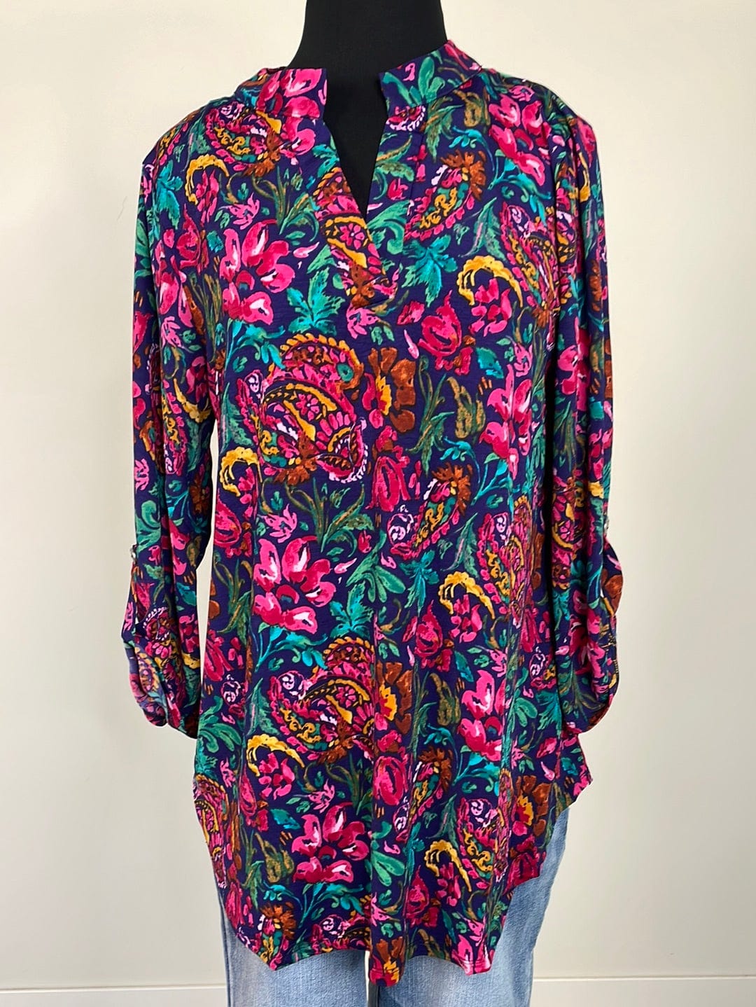 Navy w/Pink Paisley & Floral Lizzy Top