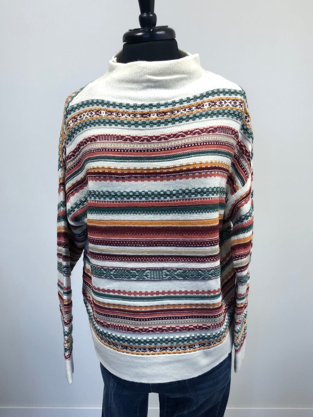 Burgundy & Green Fair Isle Sweater