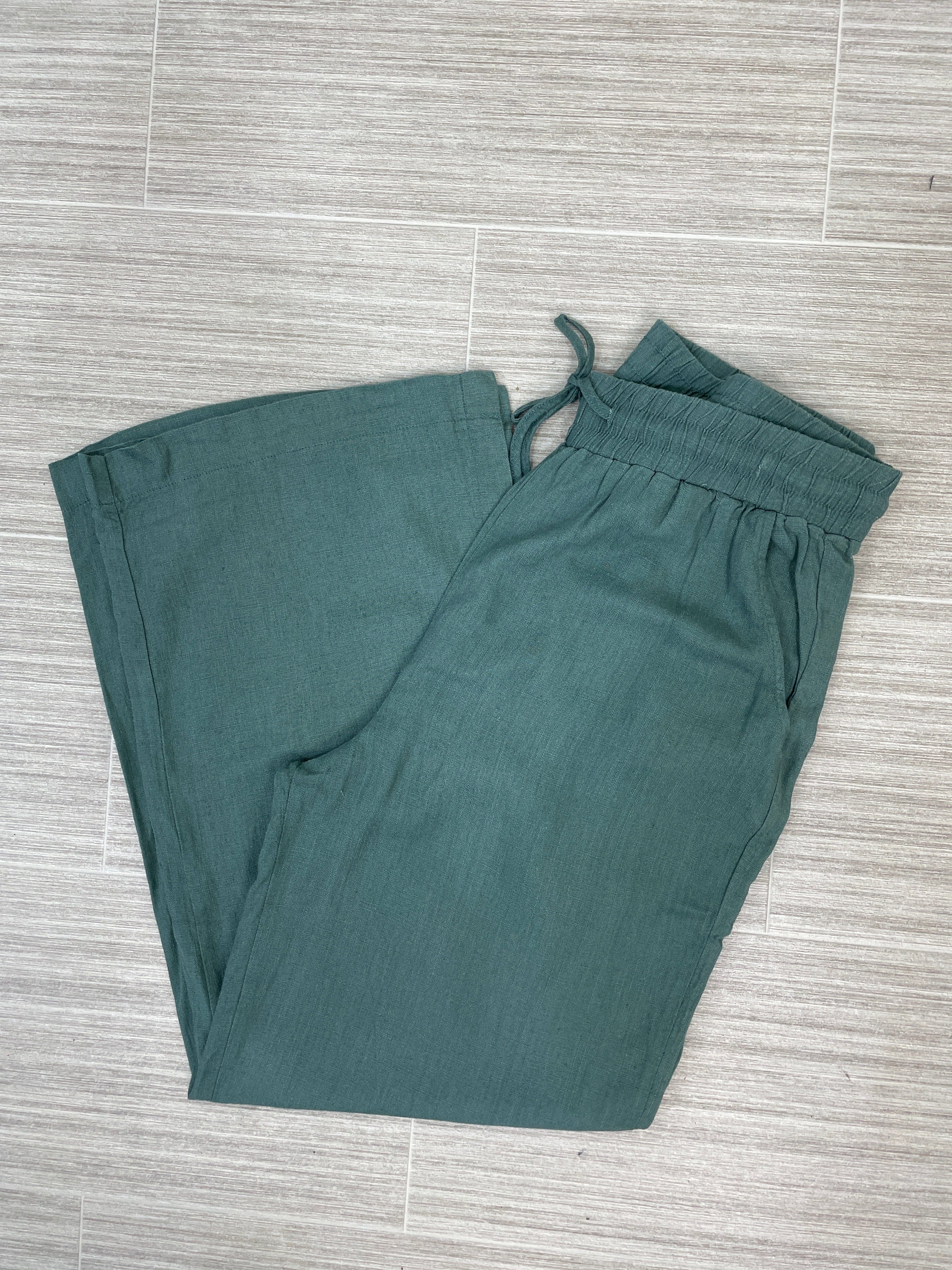 Jade Linen Drawstring Pants