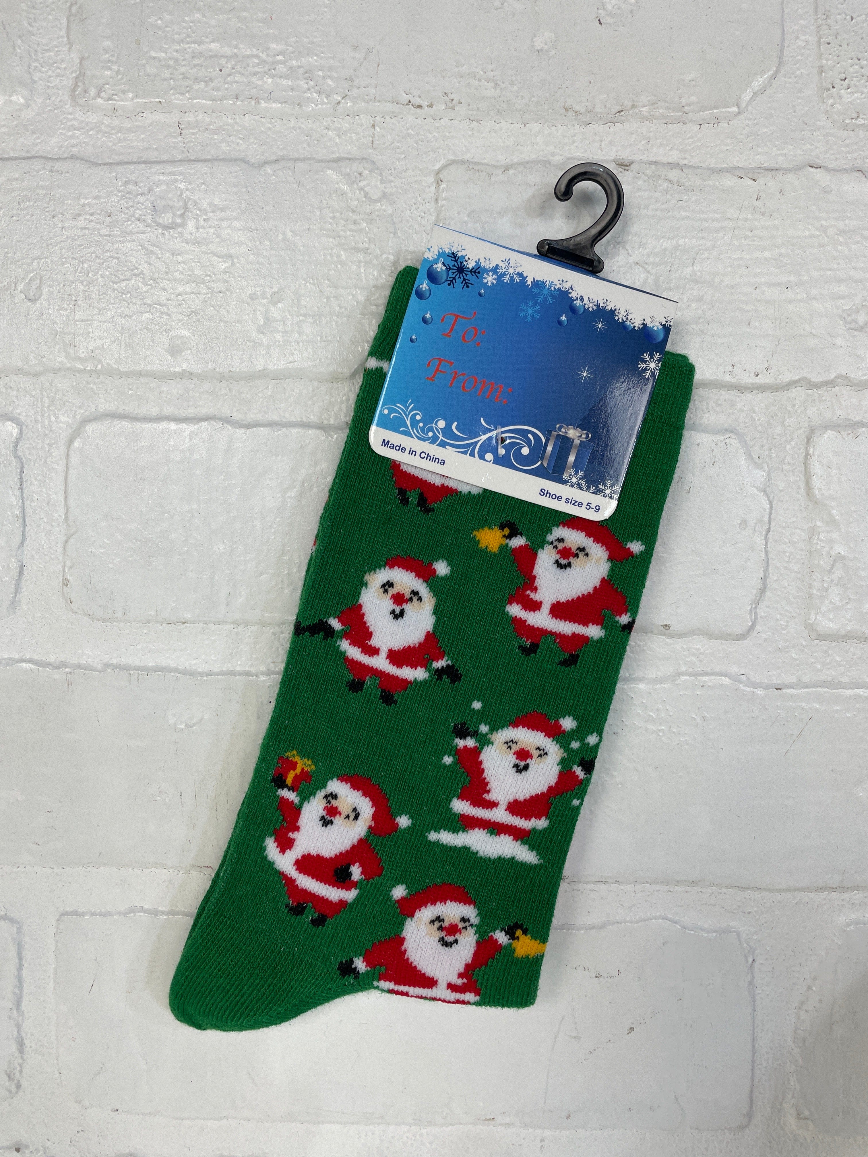 Santa Playful Green Socks