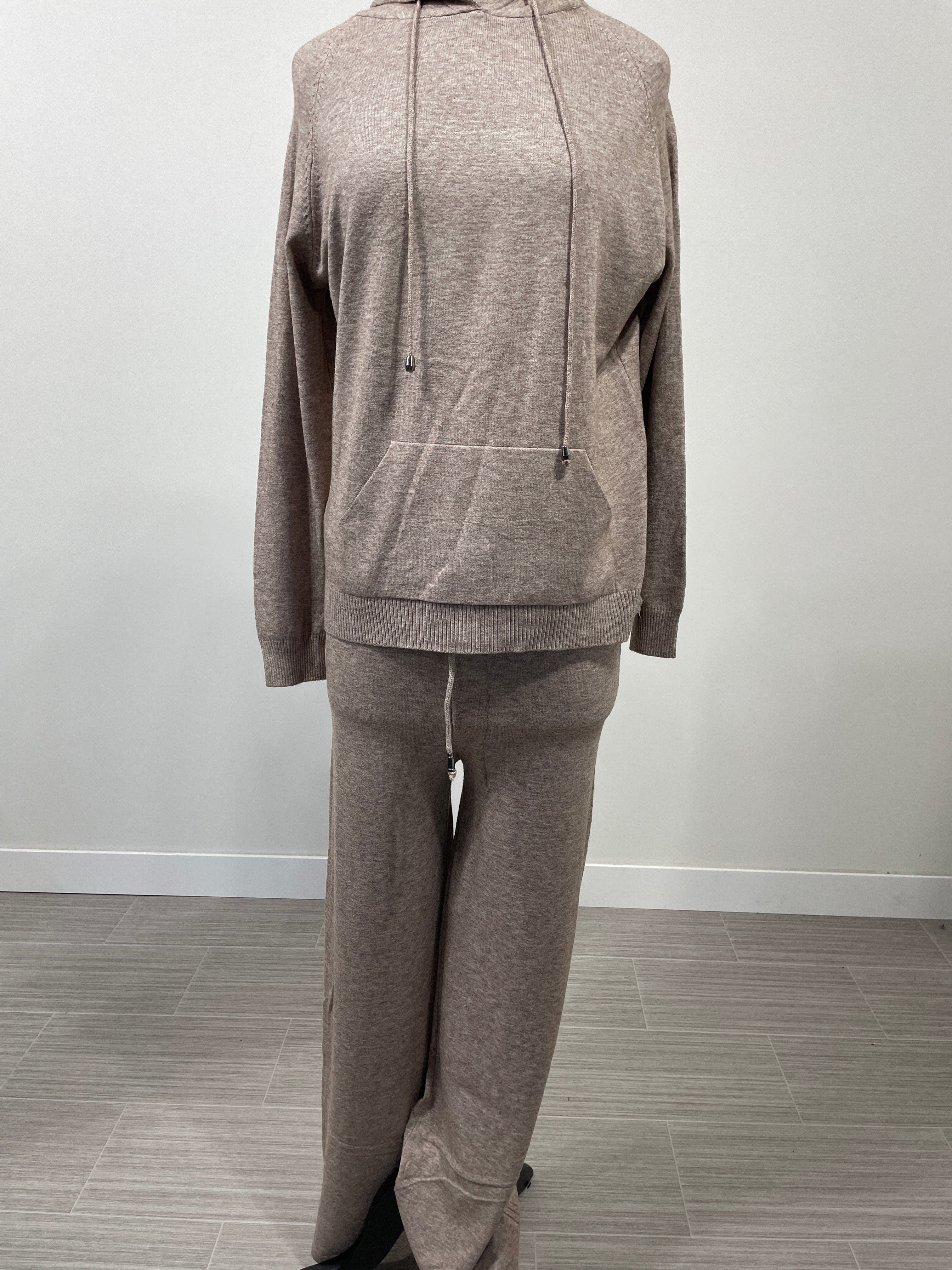 Heathered Brown Cozy Pant & Hoodie Set