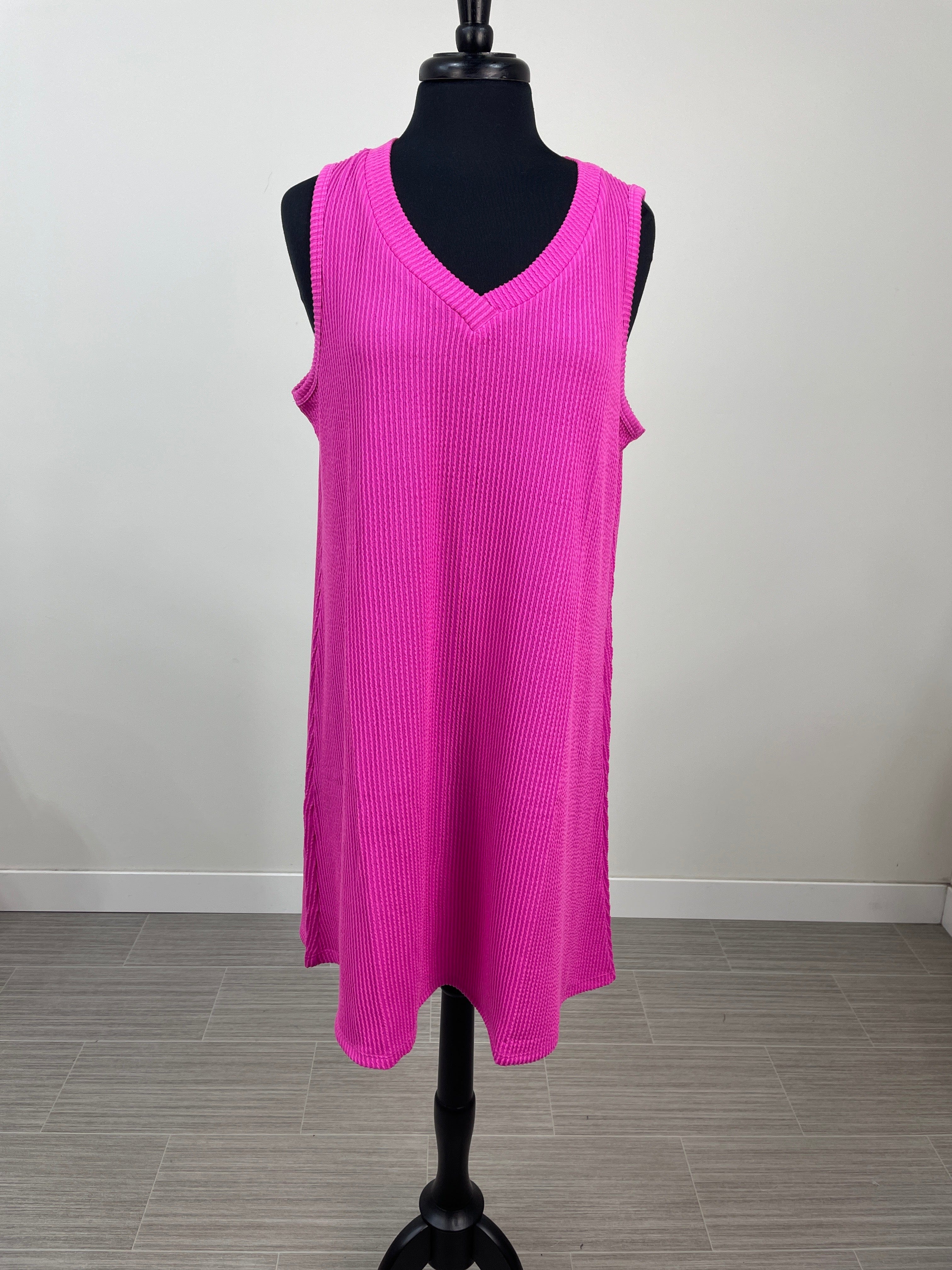 Fuchsia Ribbed Tank Dress