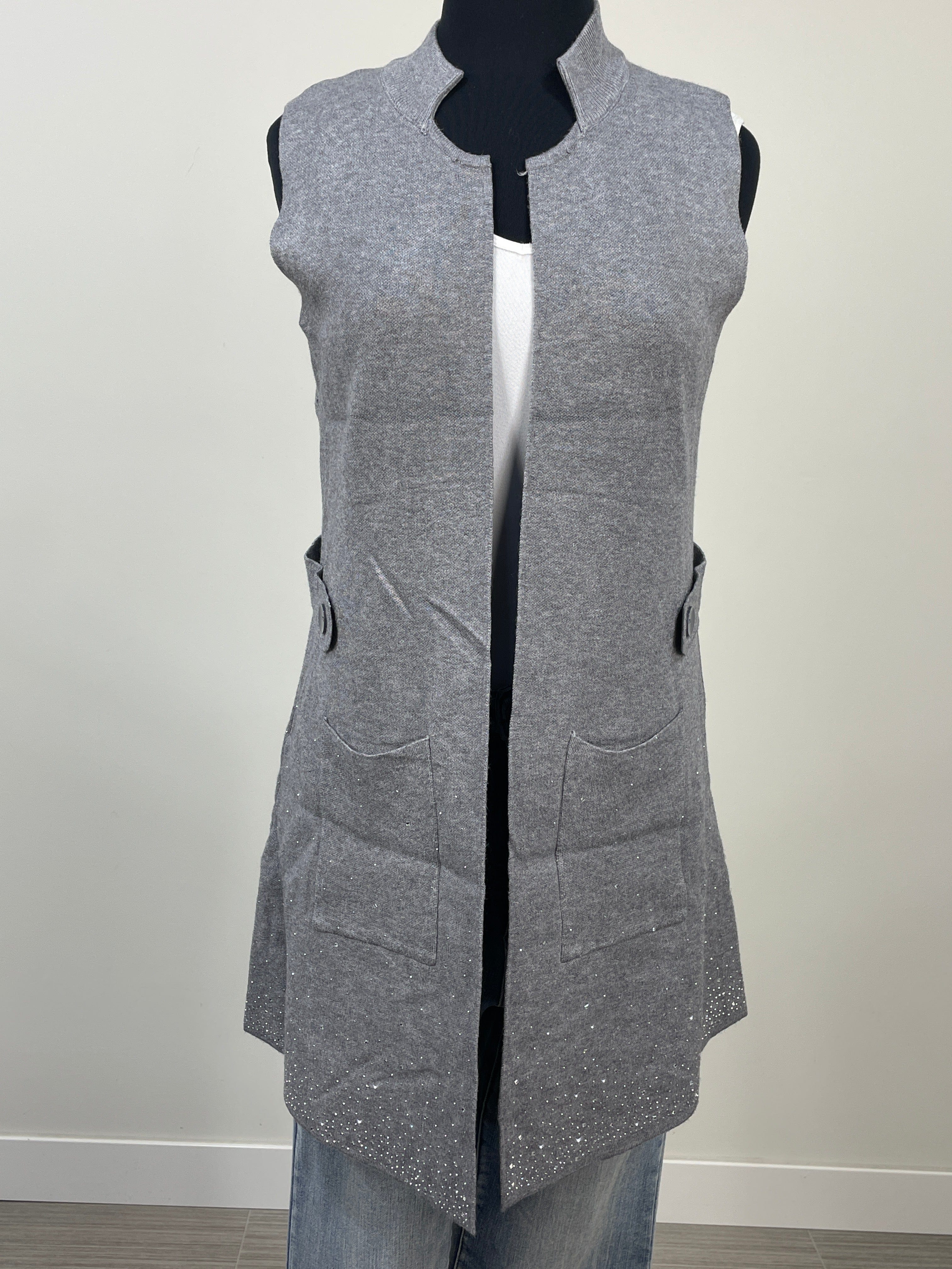 Grey Studded Sweater Vest