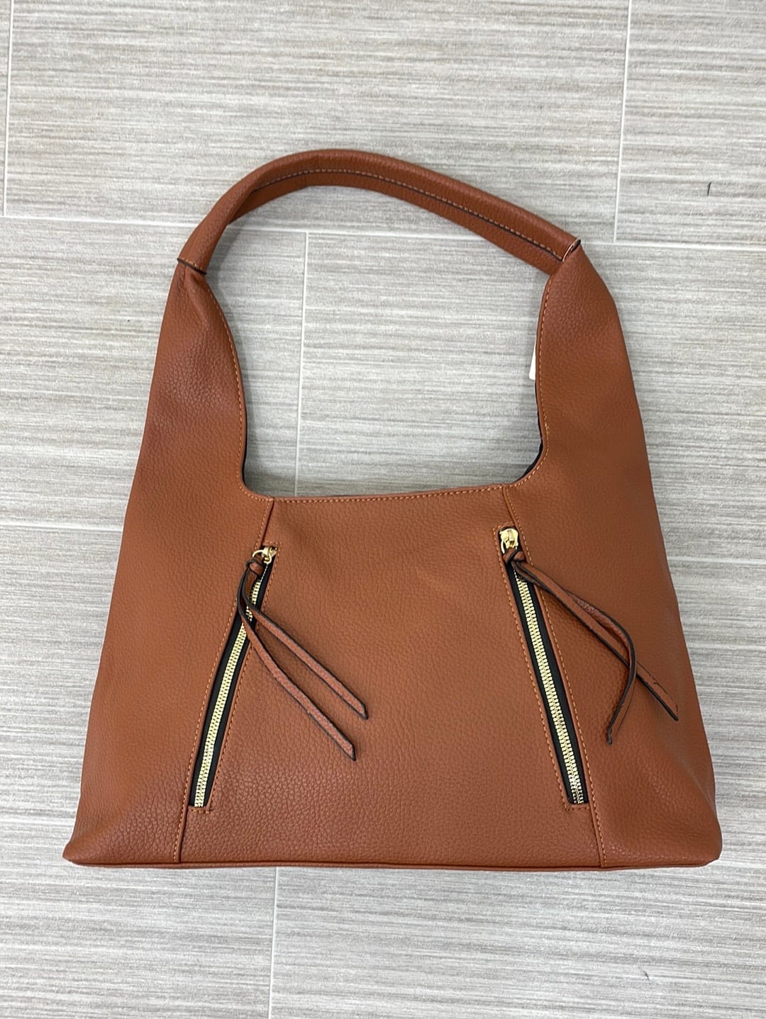 Camel Soft Tote W/ Zipper Detail