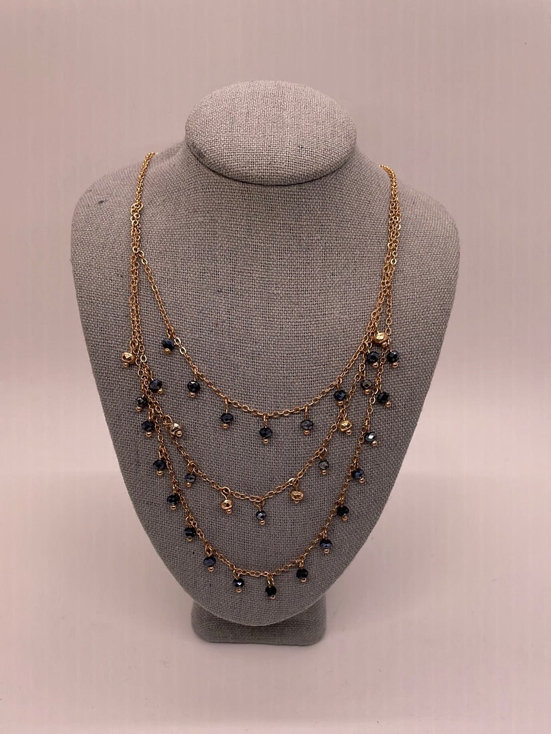 Navy Beaded Layer Necklace