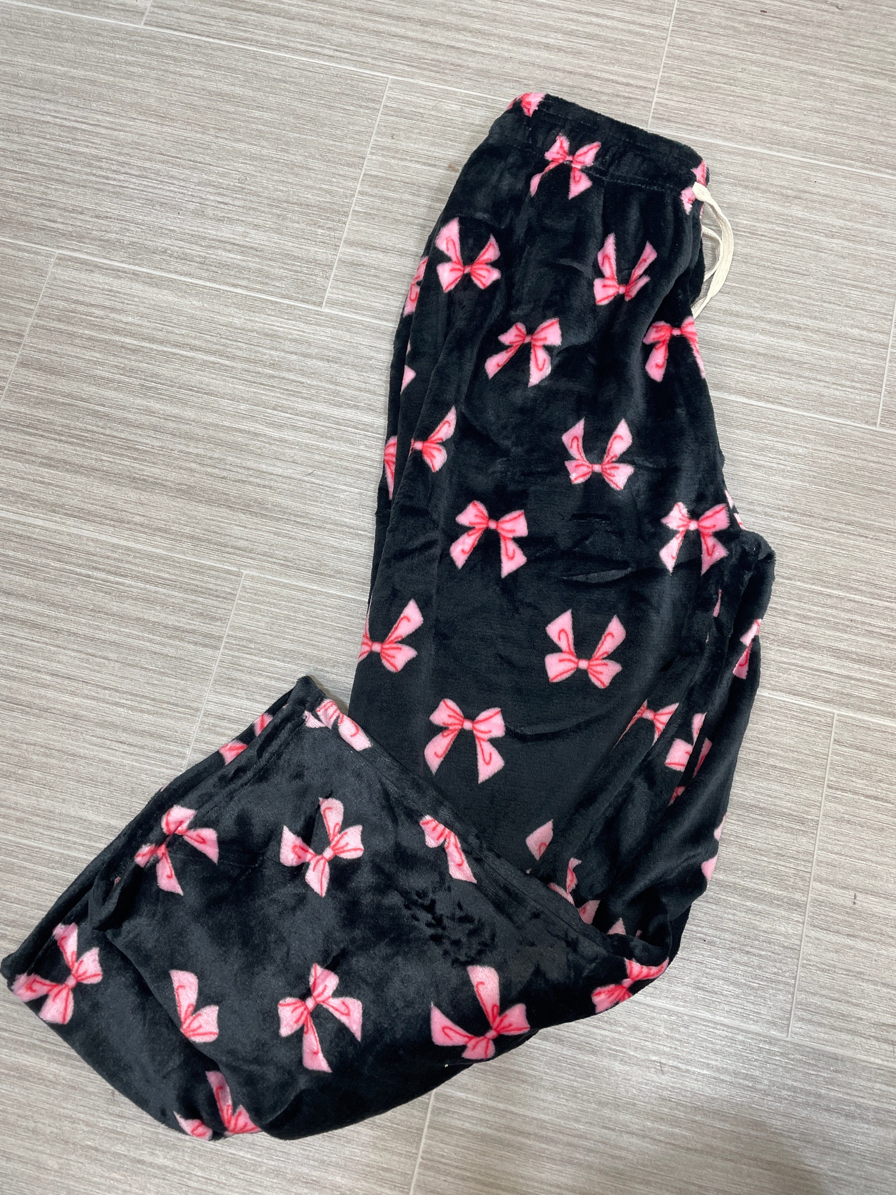 Black & Pink Bow Pajama Pants