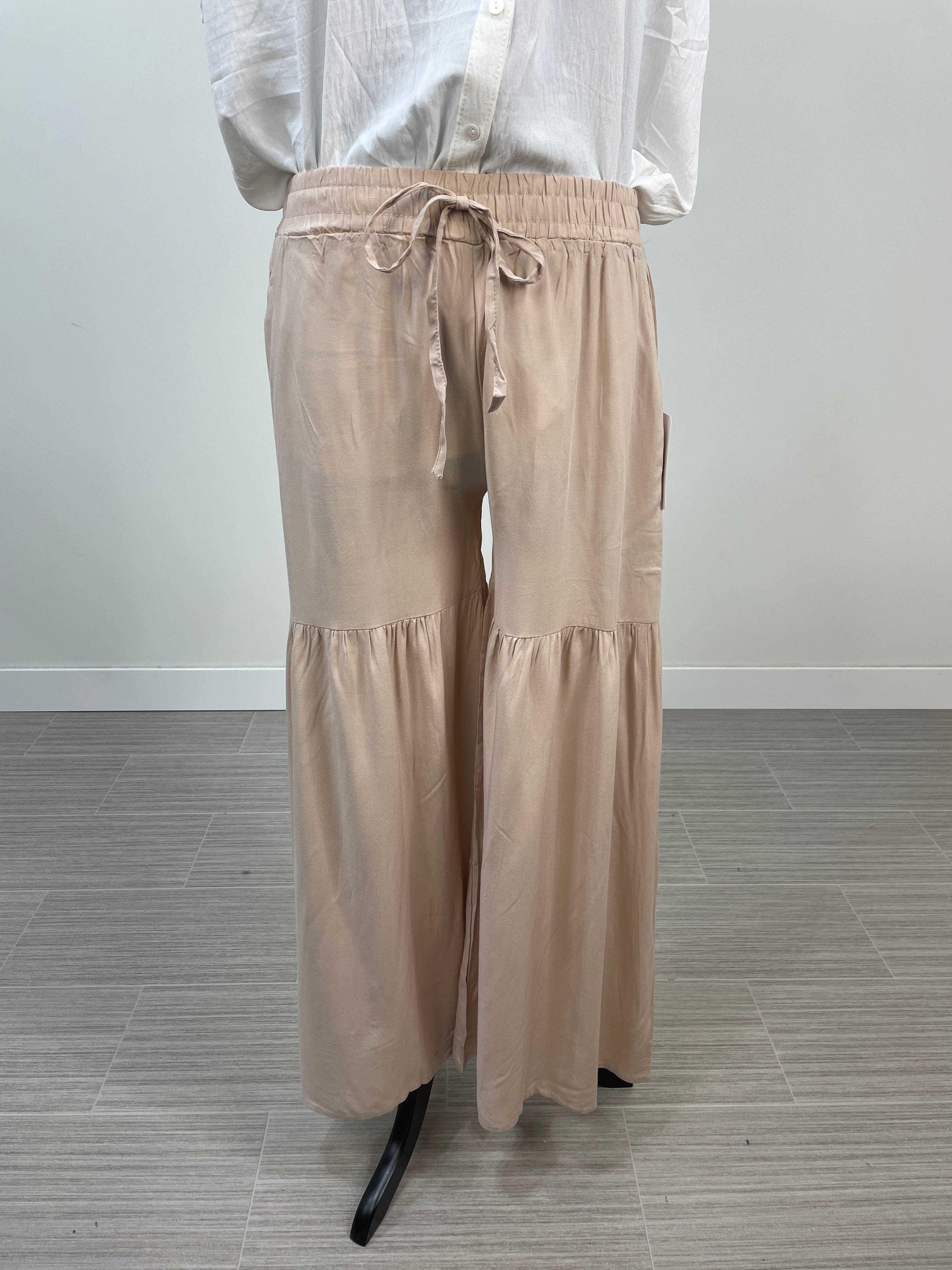 Tan Tiered Wide Leg Pant