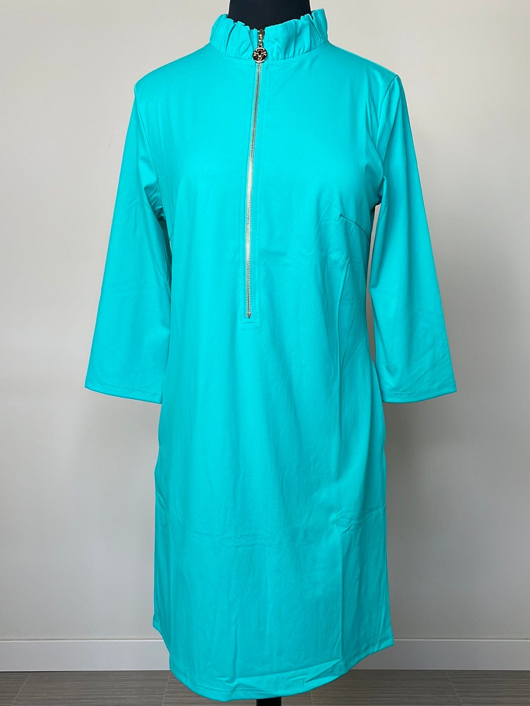 Teal Brittany Front Zip Shift Dress